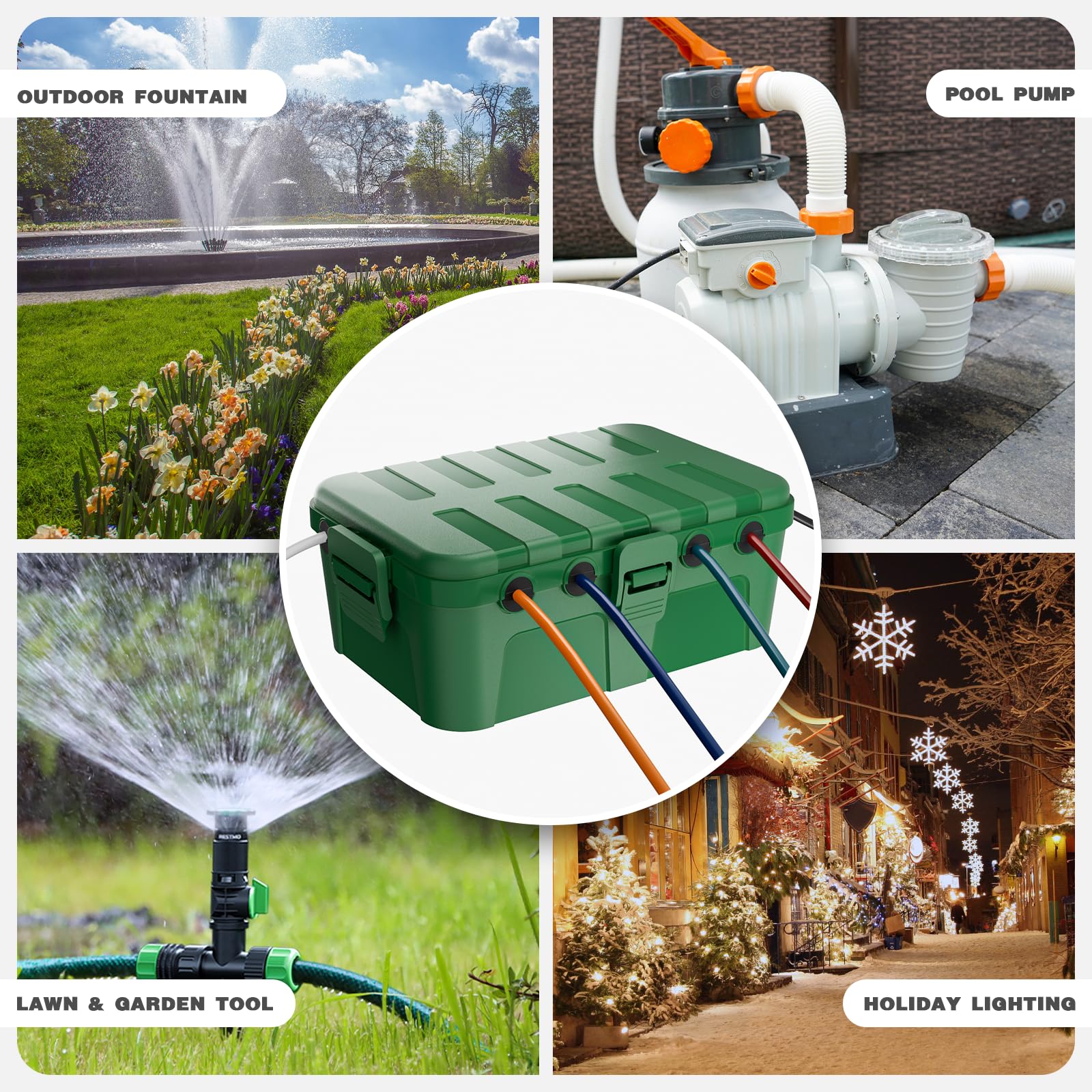 Flemoon IP54 Waterproof Electrical Box - Outdoor Weatherproof Plug Cover for Extension Cords, Power Strips & String Lights | Perfect for Patio, Garden & Holiday Decorations