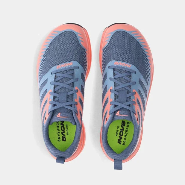 INOV8 Women's TrailFly Max Wide Trail Running Shoes - Blue Grey/Coral/Light Grey - Lightweight & Durable for Hiking, Trail Running & Outdoor Adventures