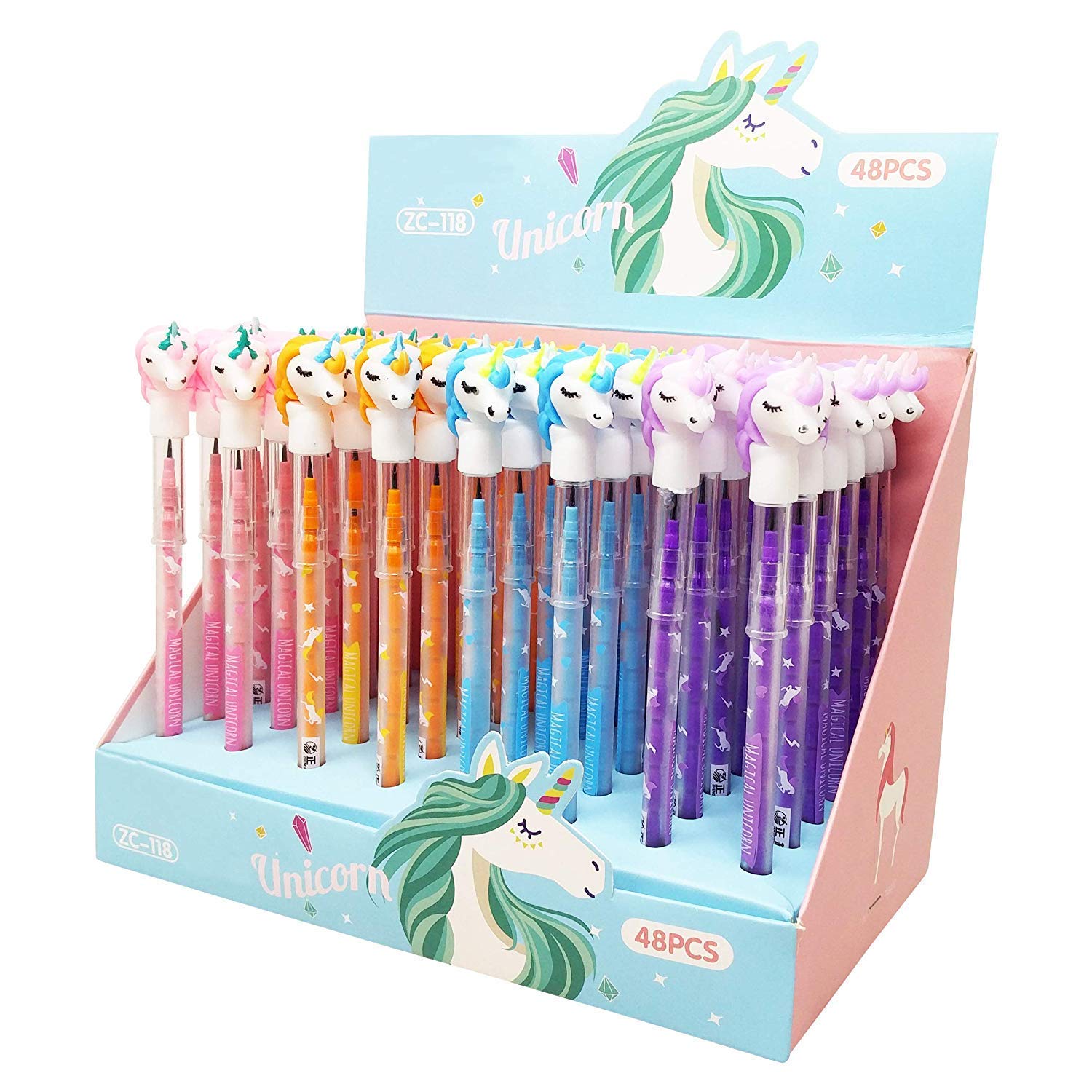 GoMerryKids Unicorn Pencil Set - 48 Pack Colorful Pencils for Girls, Kids Birthday Party Favors, School Supplies & Return Gifts - Perfect for Classroom, Art Projects & Party Giveaways