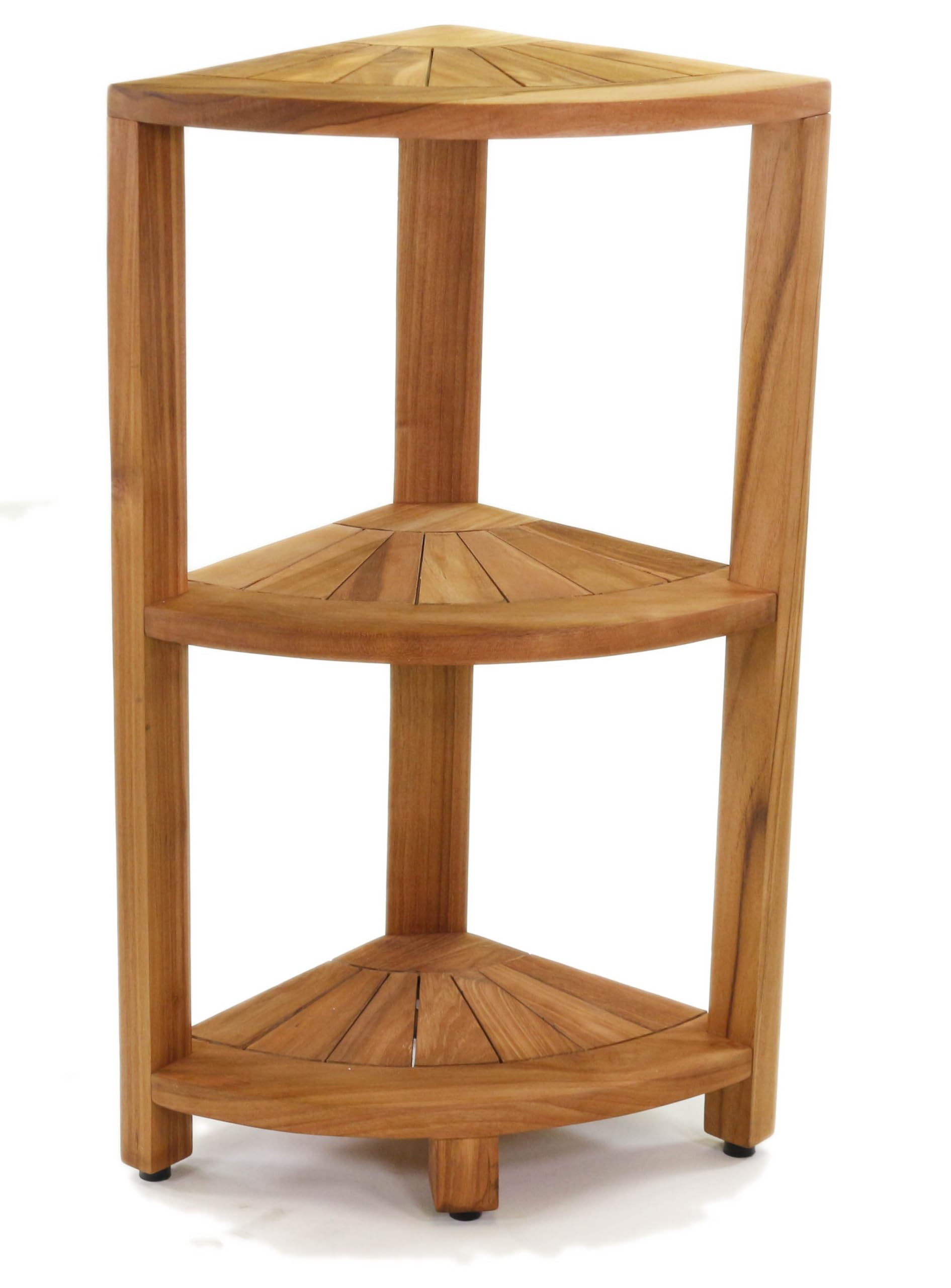AquaTeak Kai™ Petite Teak Corner Shower Storage Stand - Waterproof Bathroom Organizer for Shampoo, Soap & Toiletries - Perfect for Small Spaces & Apartment Showers