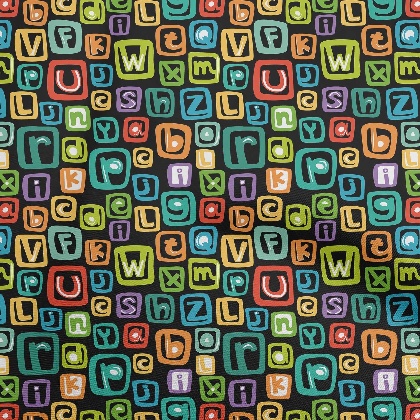 Premium Black Silk Tabby Fabric for Kids Alphabet Print - 42 Inch Wide DIY Sewing Material for Clothing, Quilting & Crafts - Perfect for Dresses, Shirts & Home Decor Projects