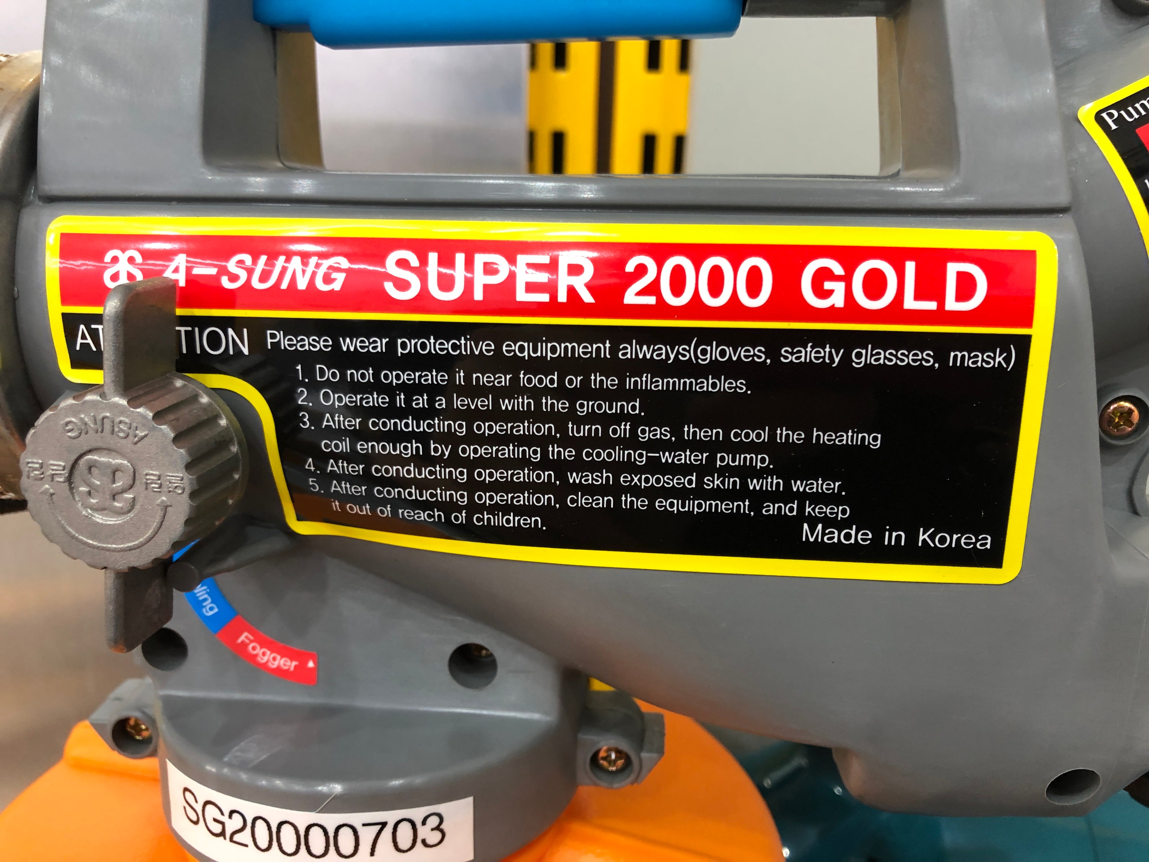 A Sung Super 2000 Gold Portable Fogging Machine Sprayer (Fogger) | Korean-Made Disinfectant Fogger Model FOG SG2000 | Perfect for Home, Office & Outdoor Sanitization