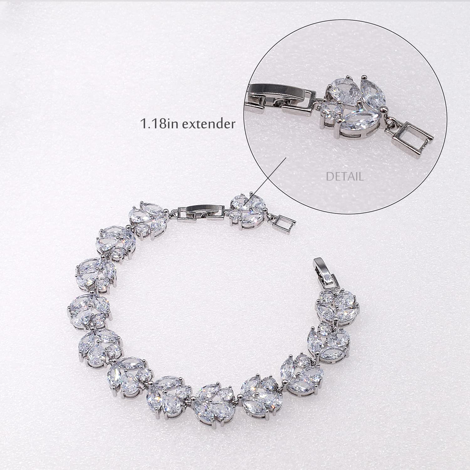 UDYLGOON UDORA Cubic Zirconia Leaf Earrings & Bracelet Set - Elegant Bridal Jewelry for Wedding, Prom, Bridesmaid Gifts | Perfect for Formal Events, Anniversary & Evening Occasions