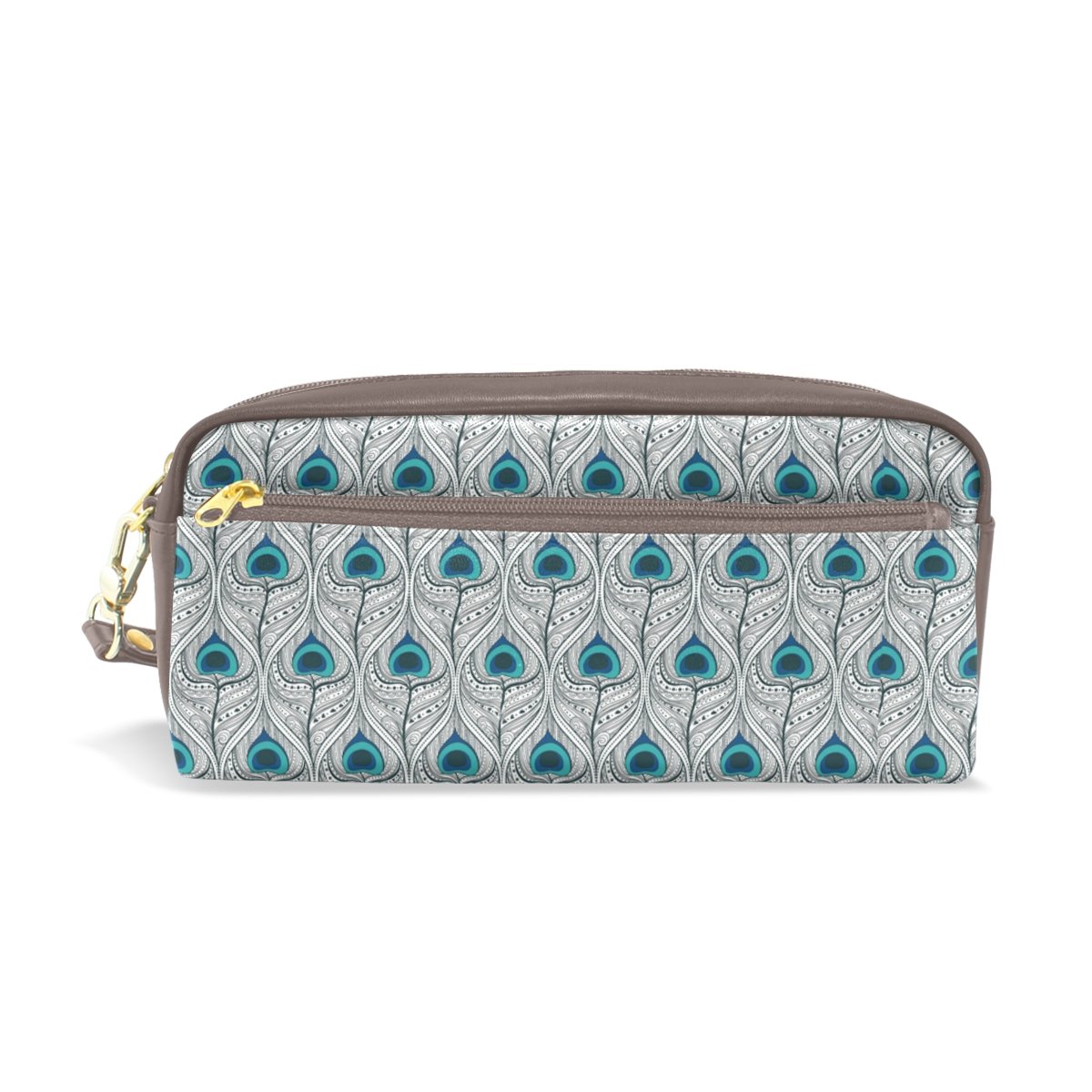 Stylish Peacock Feathers Zippered Travel Cosmetic Organizer Bag - Portable Makeup Brush Pouch, Pencil Case & Electronics Holder for Daily Use, Perfect for Travel, Office & School Accessories Storage