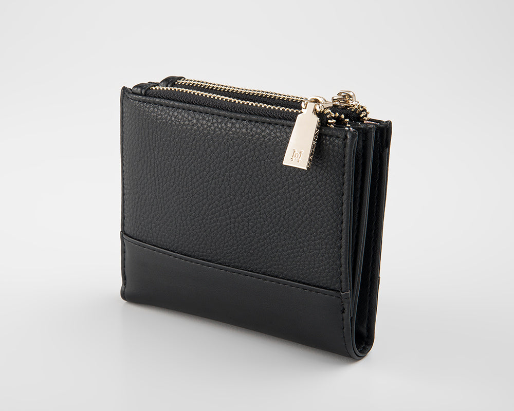 Arabella Small Double Zip Pocket Wallet for Women - Compact RFID Blocking Leather Wallet for Credit Cards & Cash - Perfect for Travel, Shopping & Everyday Use
