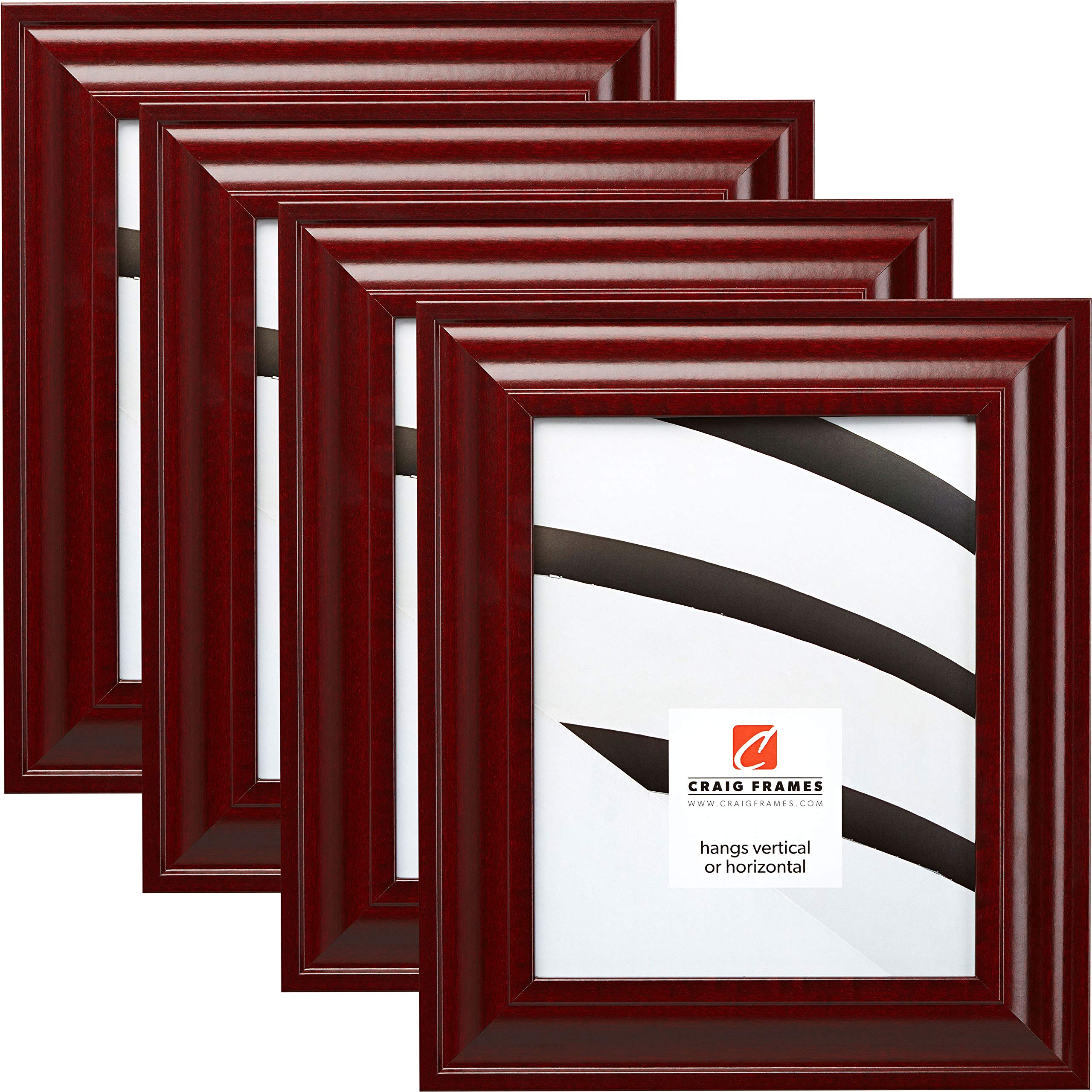 Craig Frames 76039 12x16 Inch Modern Red Picture Frame Set of 4 - Perfect for Wall Art, Family Photos & Home Decor