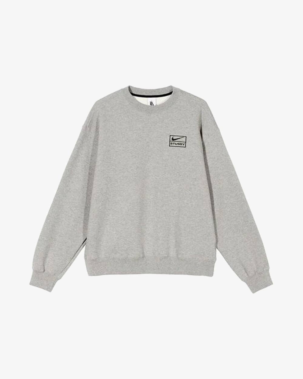 Nike x Stussy SS23 Fleece Grey Crewneck Sweatshirt - Men's Casual Streetwear for Fall & Winter Comfort