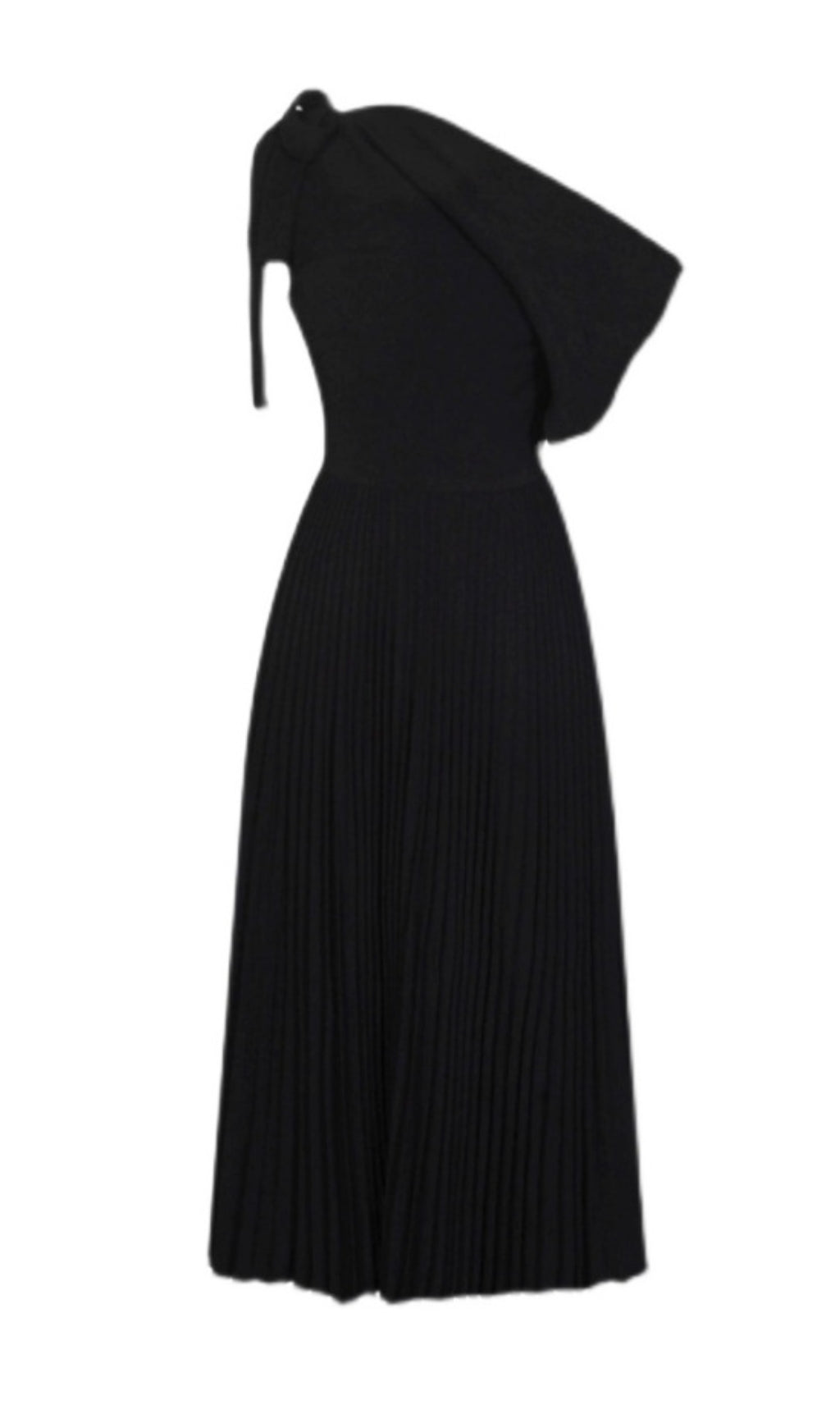 Elegant Black Asymmetrical Slope Neck Pleated Midi Dress for Women - Perfect for Evening Parties, Weddings & Special Occasions