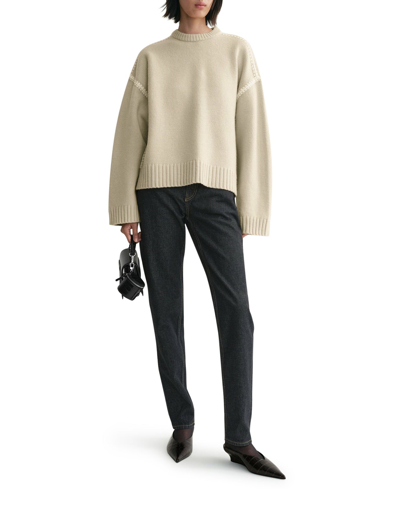 Luxury Embroidered Wool Cashmere Knit Sweater - Soft & Warm Winter Pullover for Women - Perfect for Holidays, Office & Casual Outfits
