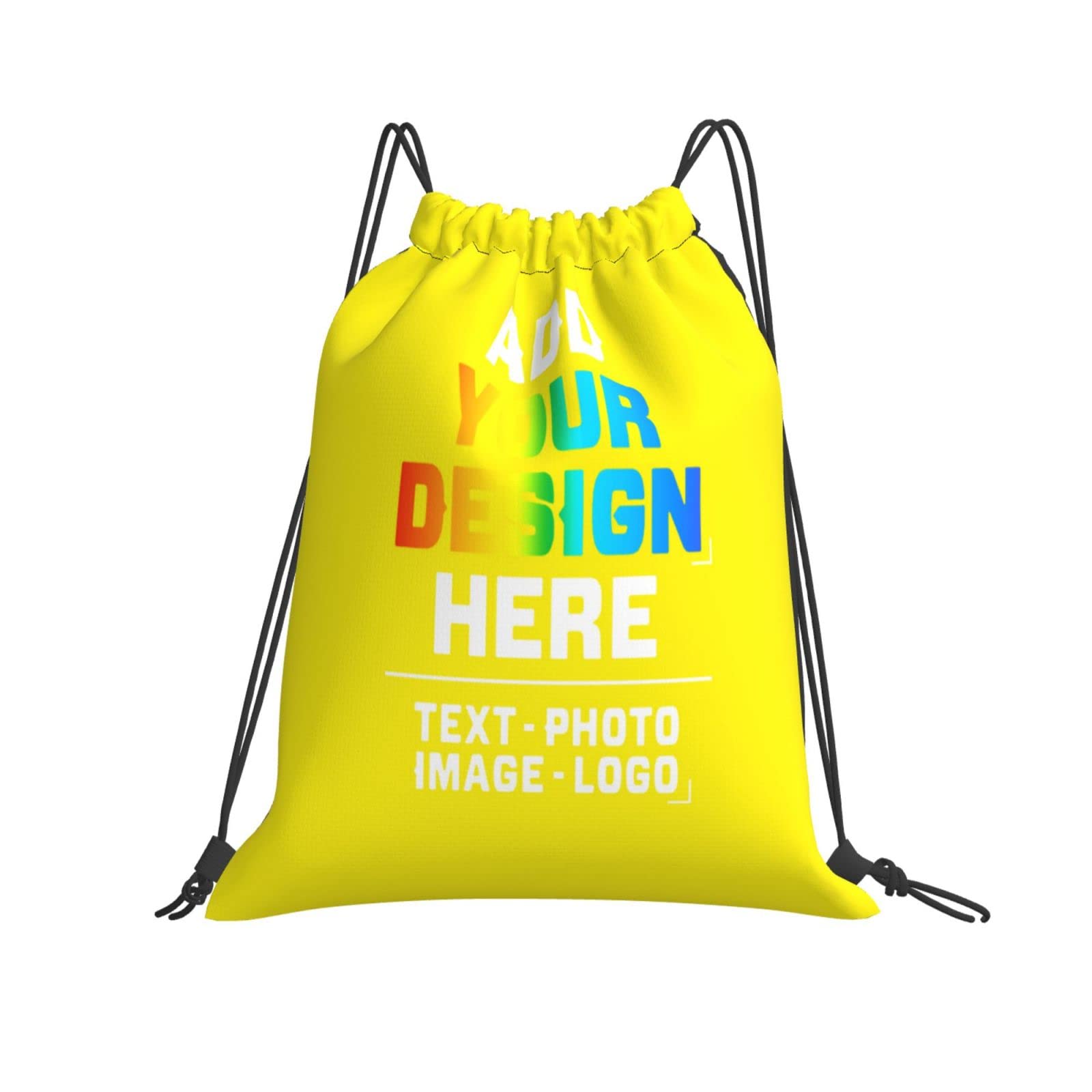 Custom Personalized Drawstring Backpack with Image & Text - Large Size Sports Gym Bag for Women, Men & Kids (14