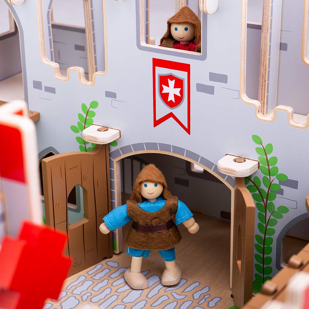 Bigjigs Toys King George's Wooden Castle - Premium Wooden Toy Castle for Kids Ages 3-5 | Knights & Pretend Play Set | Educational Dollhouse for Imaginative Play | Perfect Gift for Birthday & Christmas
