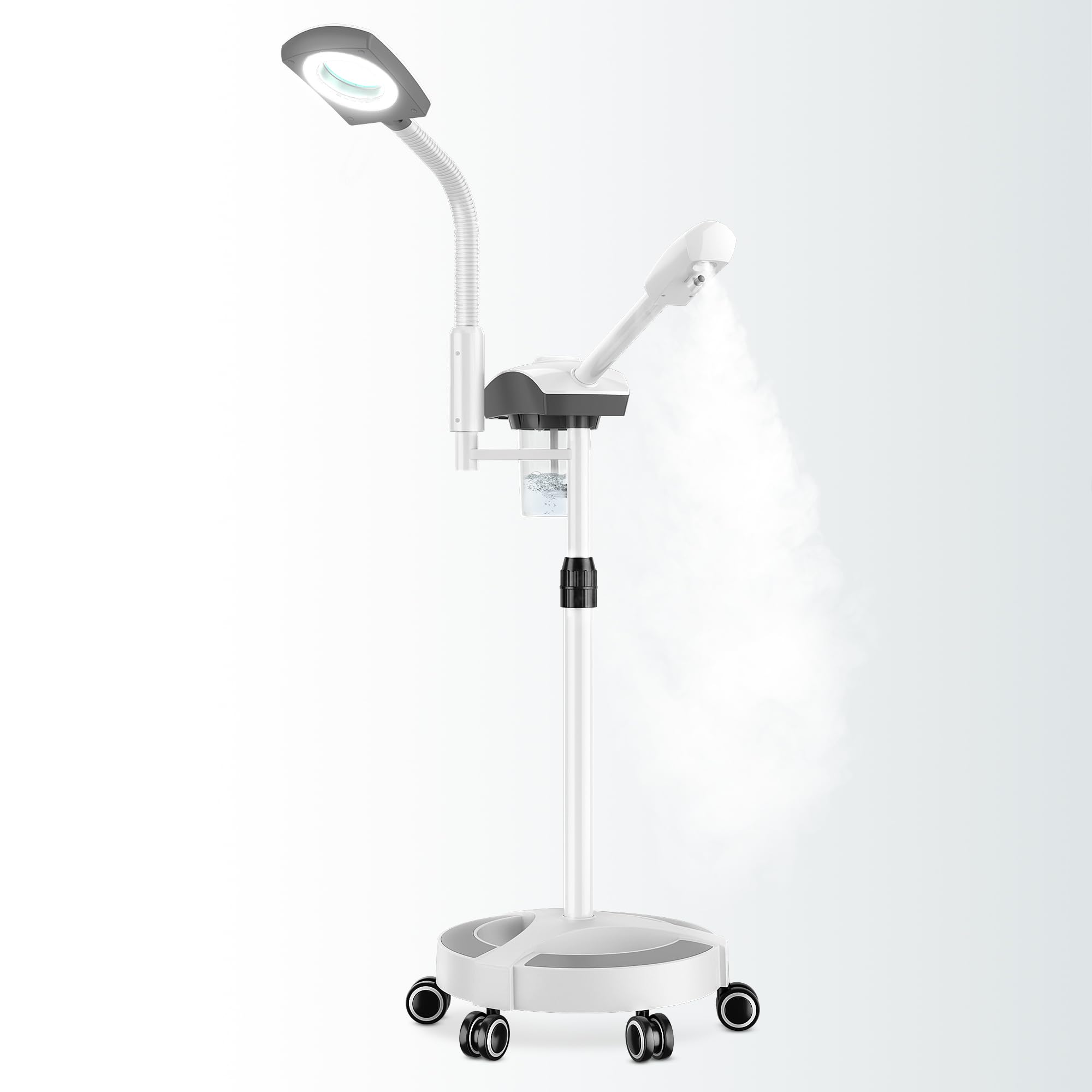 Professional 2-in-1 Ozone Facial Steamer with 5X Magnifying Lamp - Portable Spa & Beauty Salon Equipment for Home & Professional Use - White (Perfect for Facial Treatments, Skin Care & Relaxation)