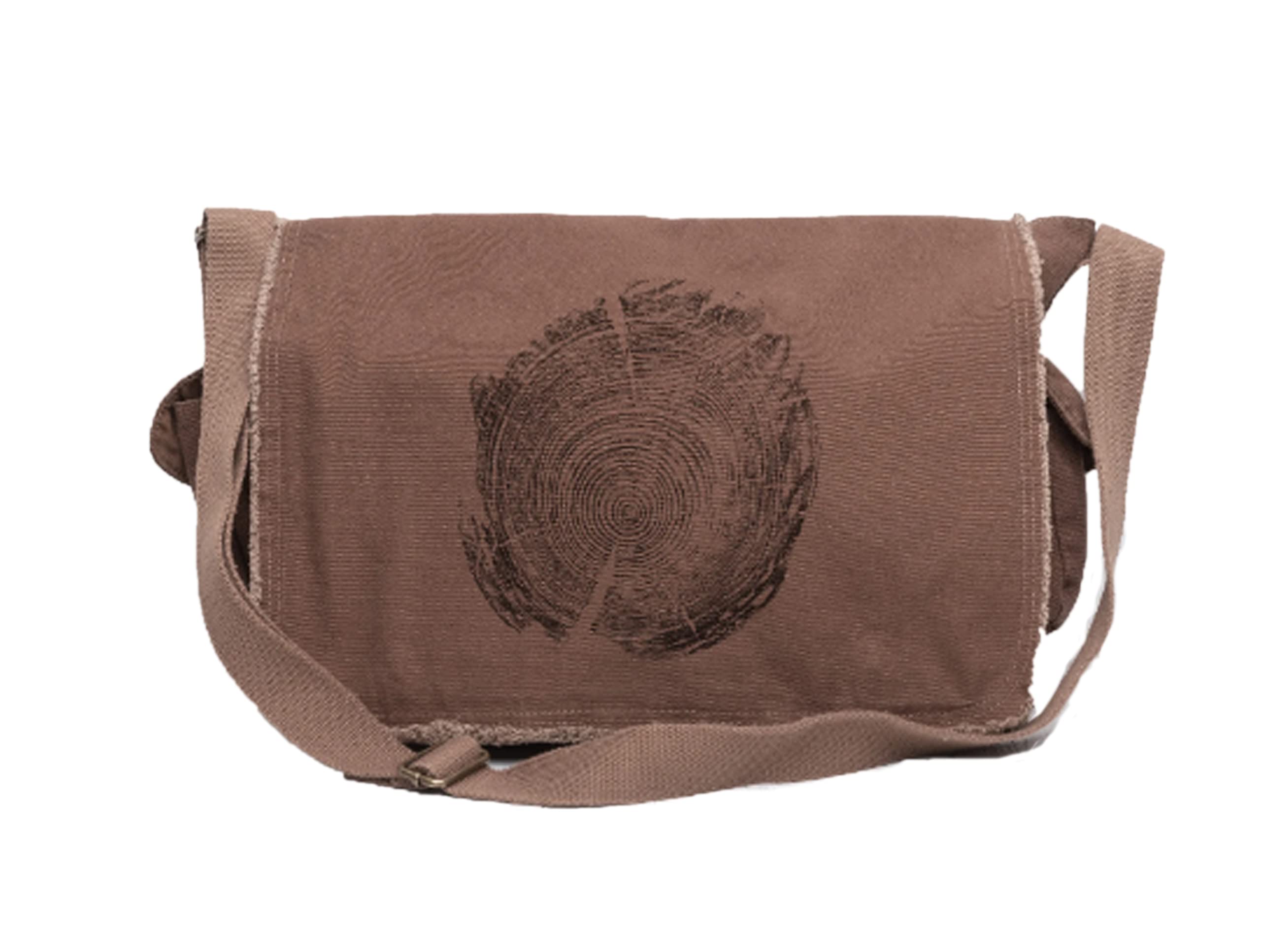 Stylish Black Lantern Canvas Messenger Bag with Tree Rings Design - Unisex Vintage Crossbody Purse for Women & Men - Large Zippered Shoulder Bag for Work, Travel & Daily Use