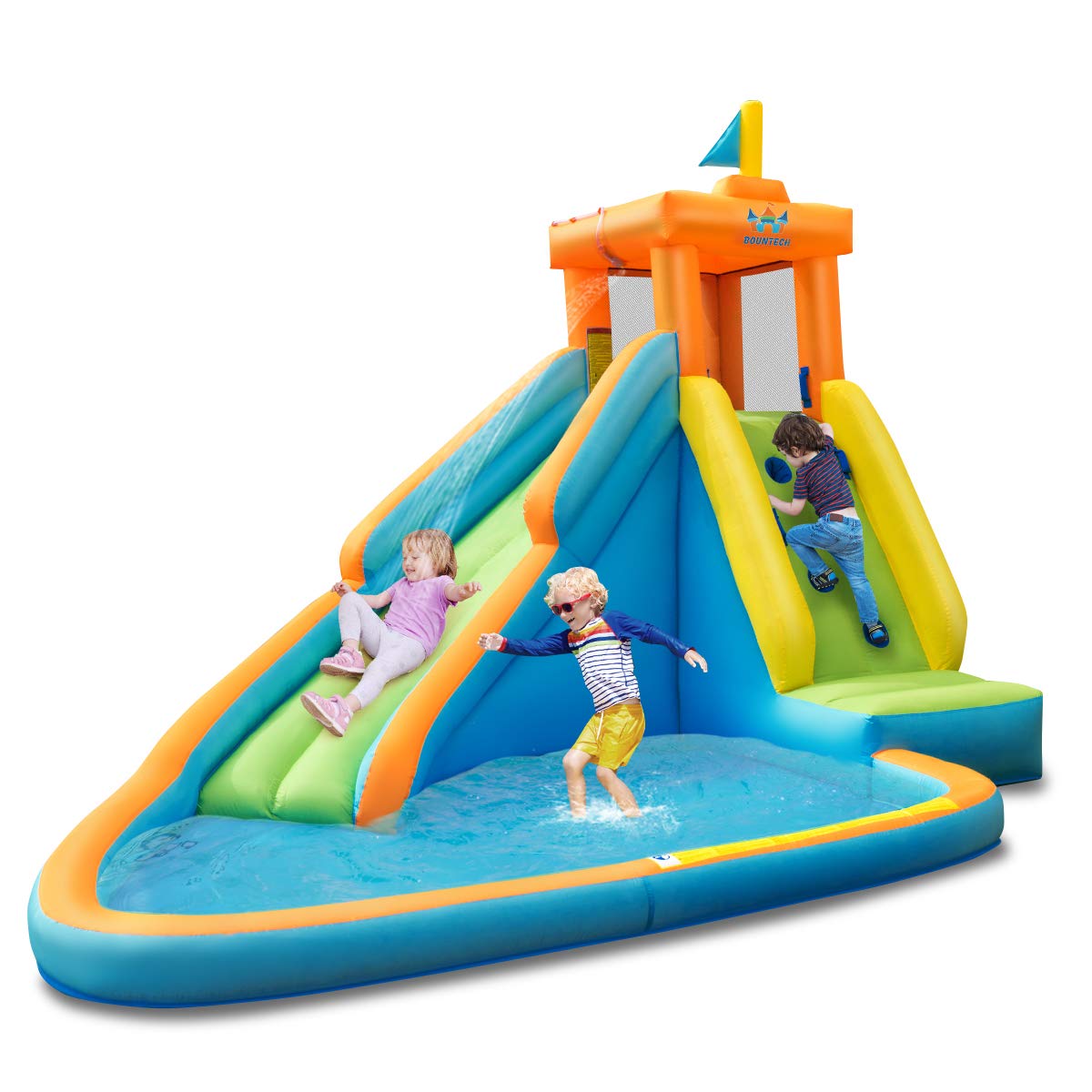 BOUNTECH Inflatable Water Slide for Kids & Adults - Giant Backyard Water Park with Splash Pool, Climbing Wall - Outdoor Summer Party Fun for Birthday Gifts, Family Gatherings, and Backyard Water Activities