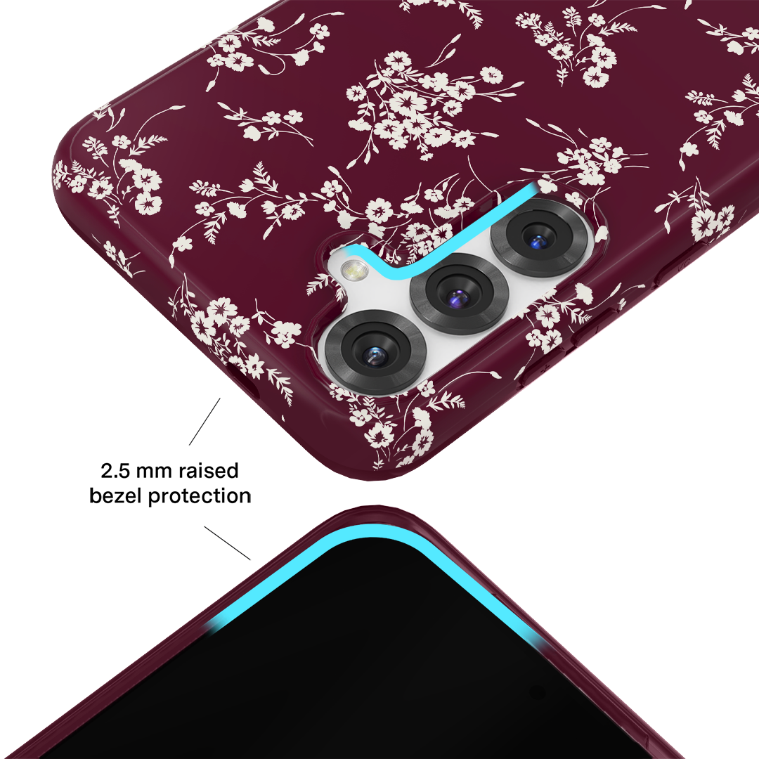 French Burgundy Floral Samsung Phone Case - Elegant Protective Cover for Galaxy S Series | Perfect for Daily Use, Travel & Gifting