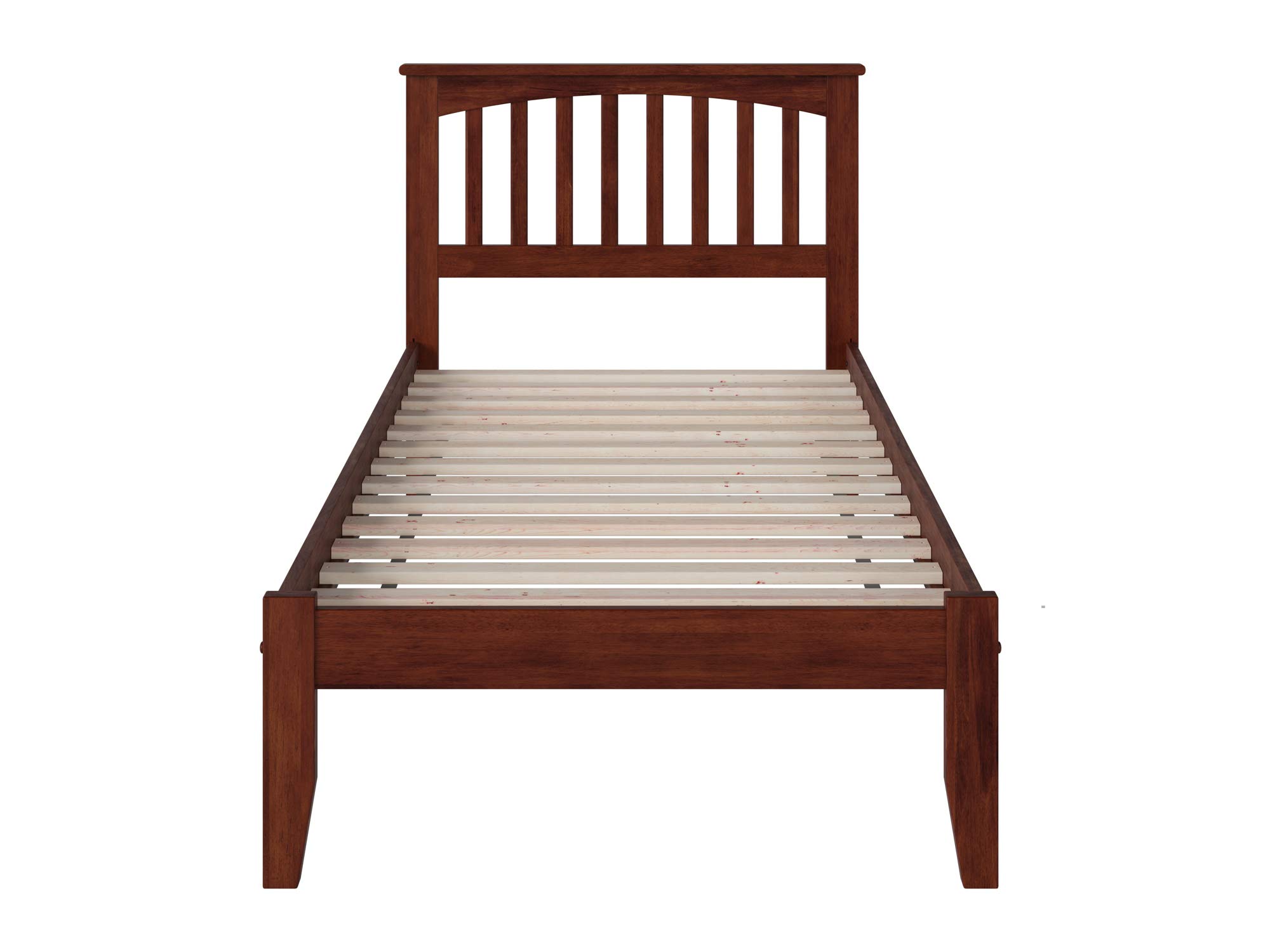AFI Mission Twin Platform Bed with Attachable USB Charger - Modern Walnut Wood Bed Frame for Kids & Teens - Perfect for Small Bedrooms, Dorm Rooms & Shared Spaces