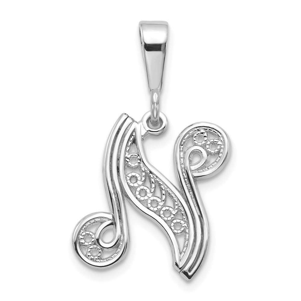 14K Solid White Gold Personalized Monogram Initial Pendant Necklace - Custom Letter Name Filigree Jewelry Gift for Women, Mothers, Wives - Perfect for Birthdays, Anniversaries & Special Occasions