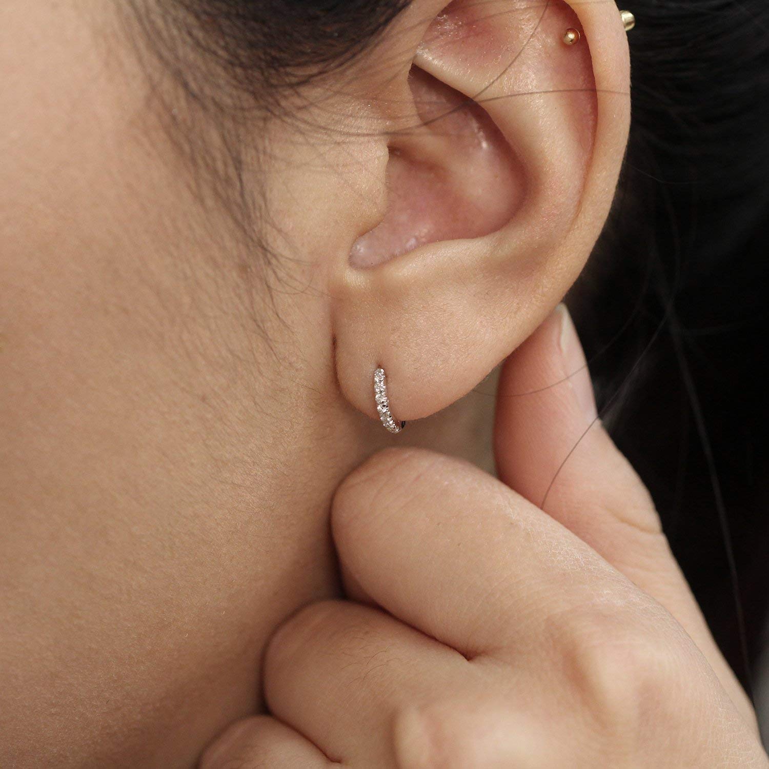 9mm Diamond Huggie Hoop Earrings - 14K/18K Gold Dainty Hoops for Women - Perfect for Everyday Wear, Date Night & Special Occasions