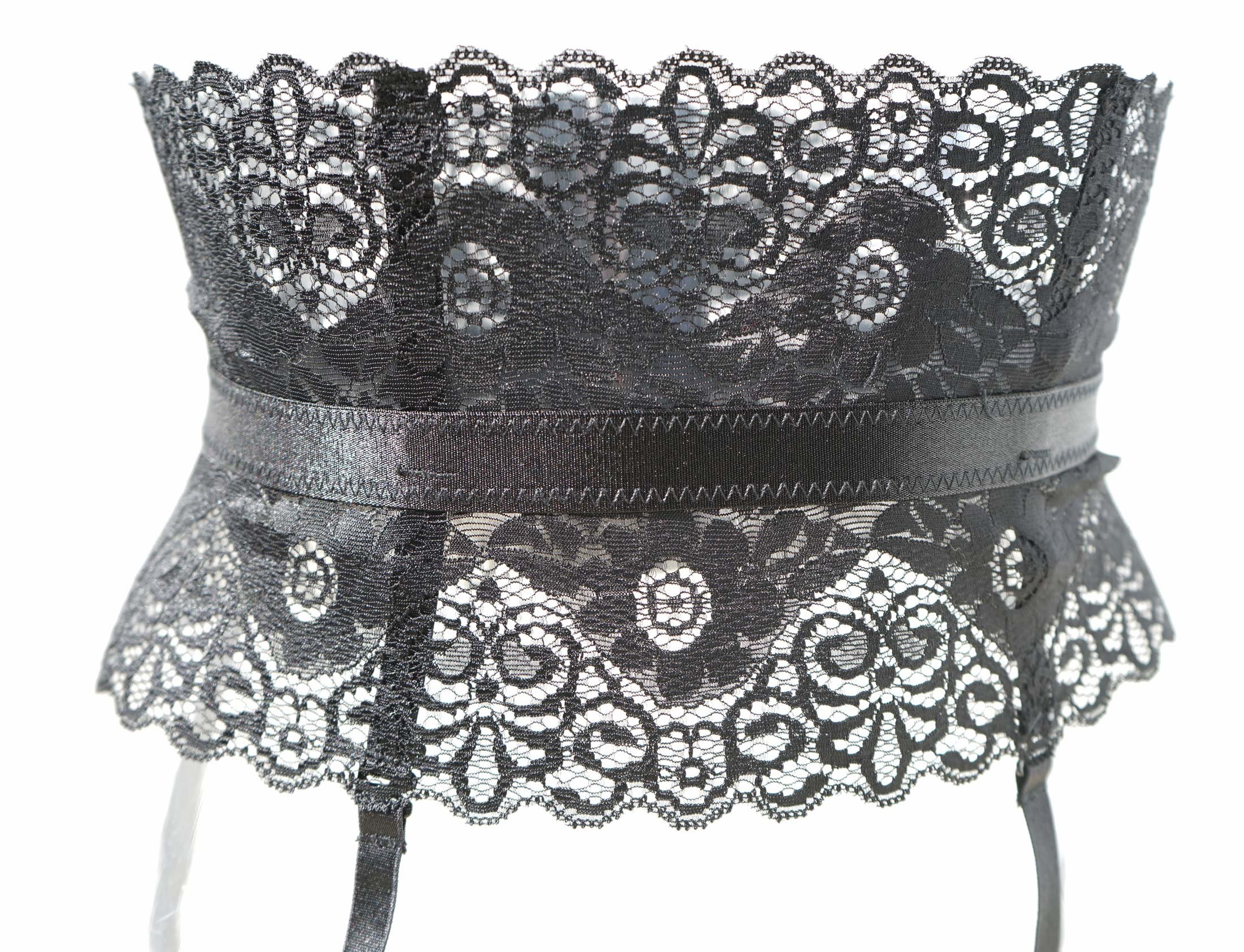 Sexy Black Lace Garter Belt for Women with 4 Adjustable Straps & Metal Buckles - Perfect for Stockings, Lingerie Sets, Bridal Nightwear and Special Occasions