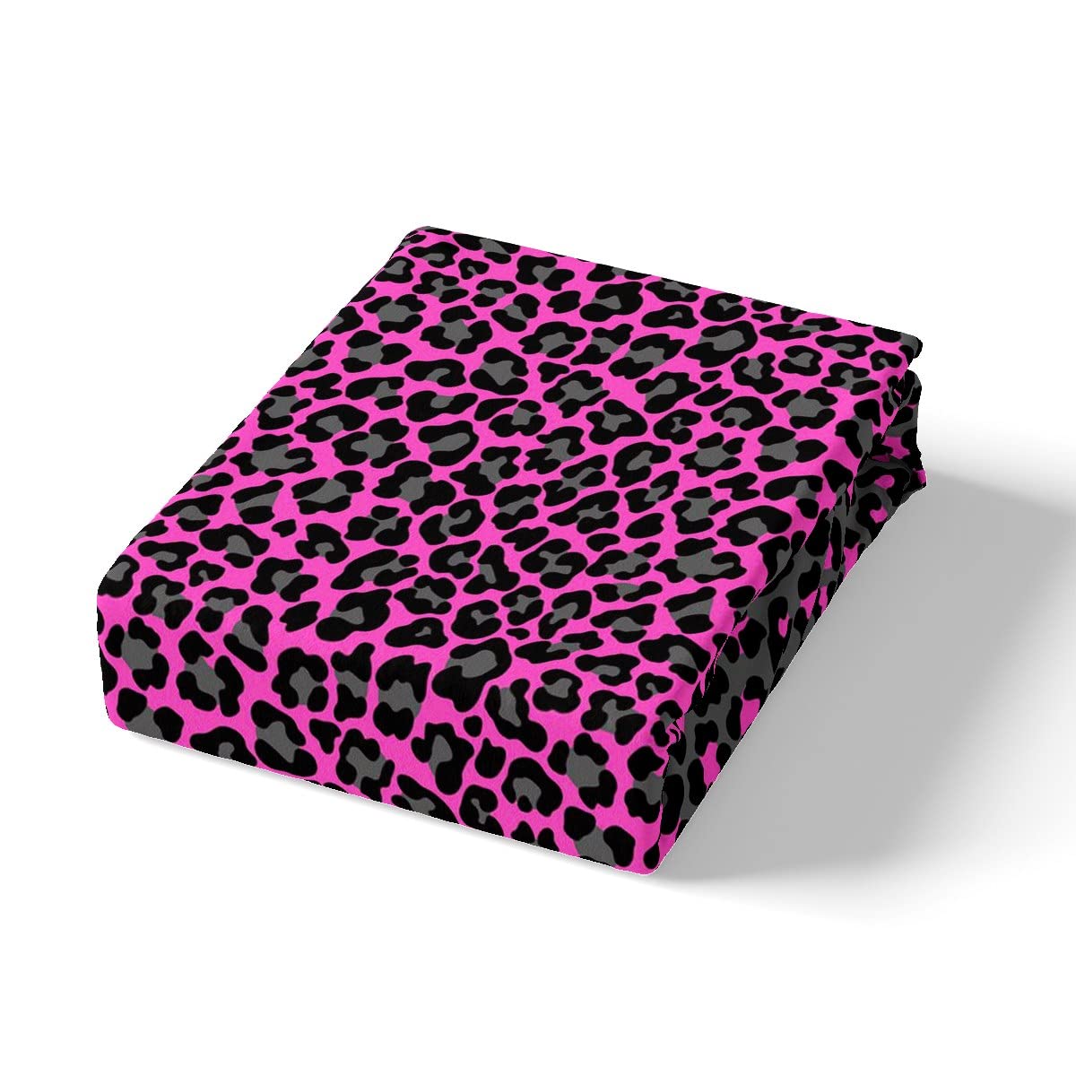 Manfei Queen Size Leopard Print Bed Sheet Set - 4pc Cheetah Pattern Sheets with Deep Pocket (Fitted Sheet + Flat Sheet + 2 Pillowcases) - Soft Black & Purple Animal Print Bedding for Kids, Teens, Boys & Girls - Perfect for Jungle Themed Bedrooms & Wild Animal Lovers