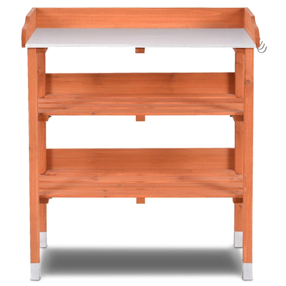 Sturdy Solid Wood Outdoor Garden Potting Bench with Shelves - Heavy Duty Planting Workstation for Gardening, Potting, and Organizing Tools - Perfect for Backyard, Greenhouse, and DIY Projects (Series 3)