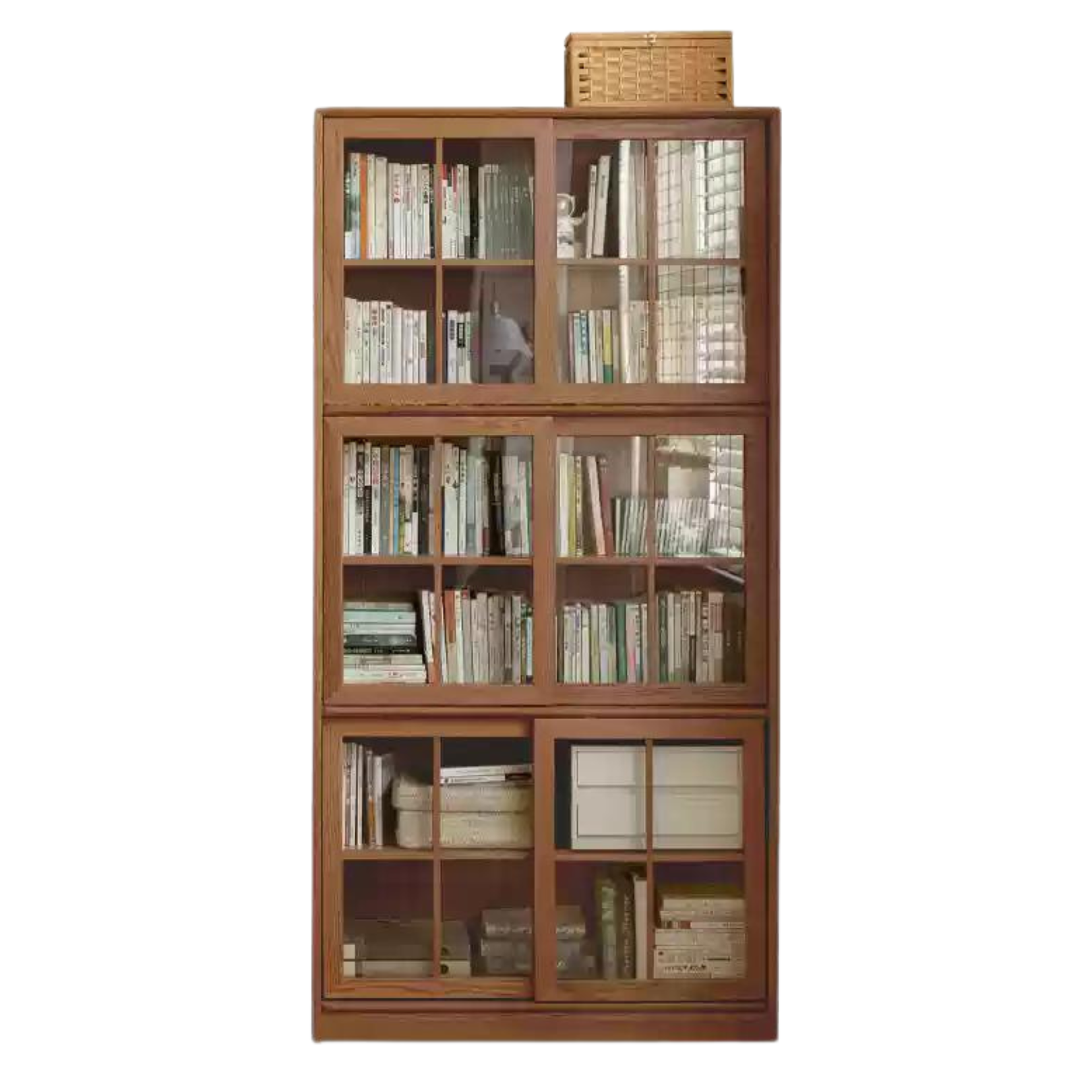 39.3x13.7x78.7 inch / 100x35x200cm / Walnut color /Black walnut high sliding door bookcase