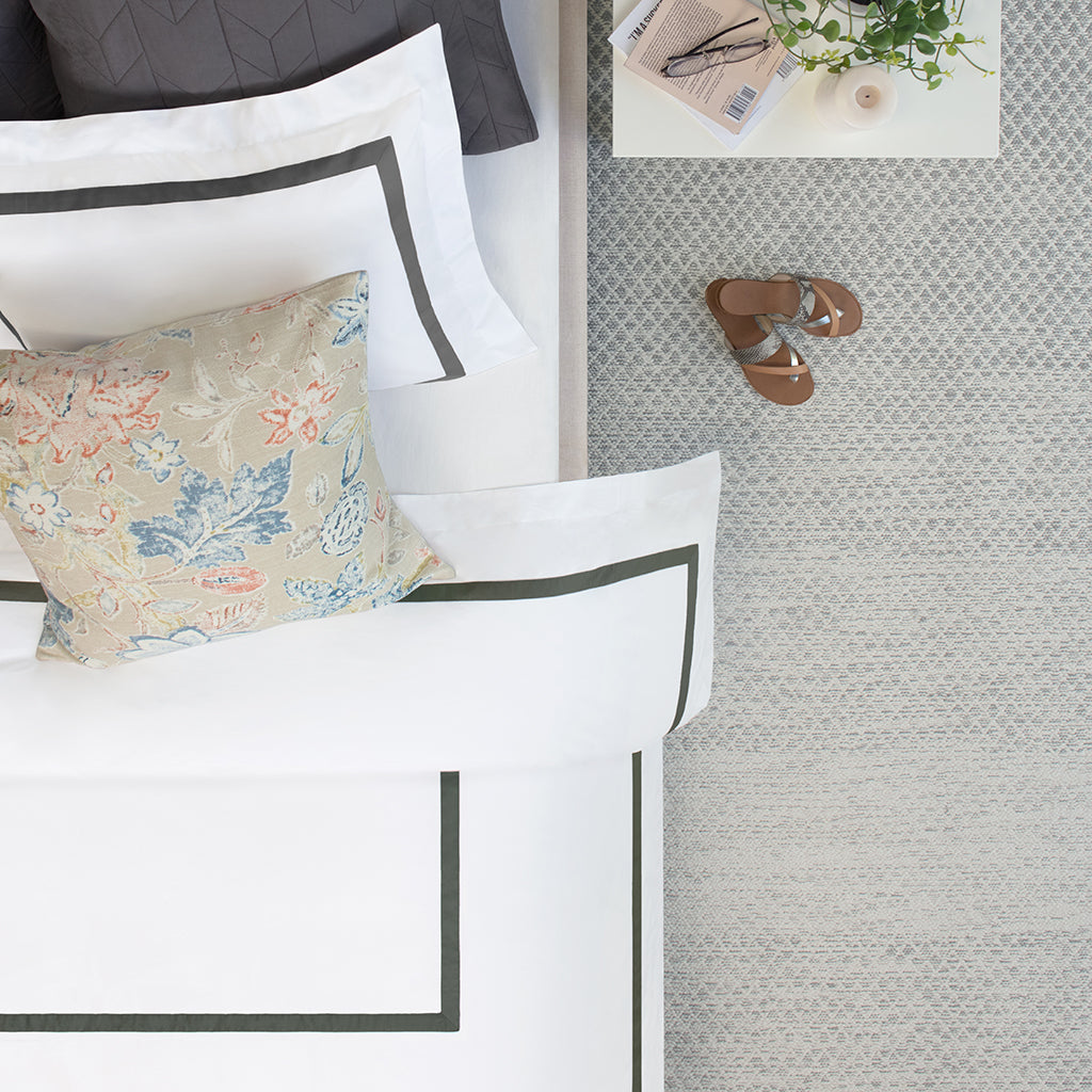 Bella Grey Framed Percale Sham - Premium Cotton Pillowcase for Bedroom Decor - Perfect for Master Bedroom, Guest Room & Hotel Styling