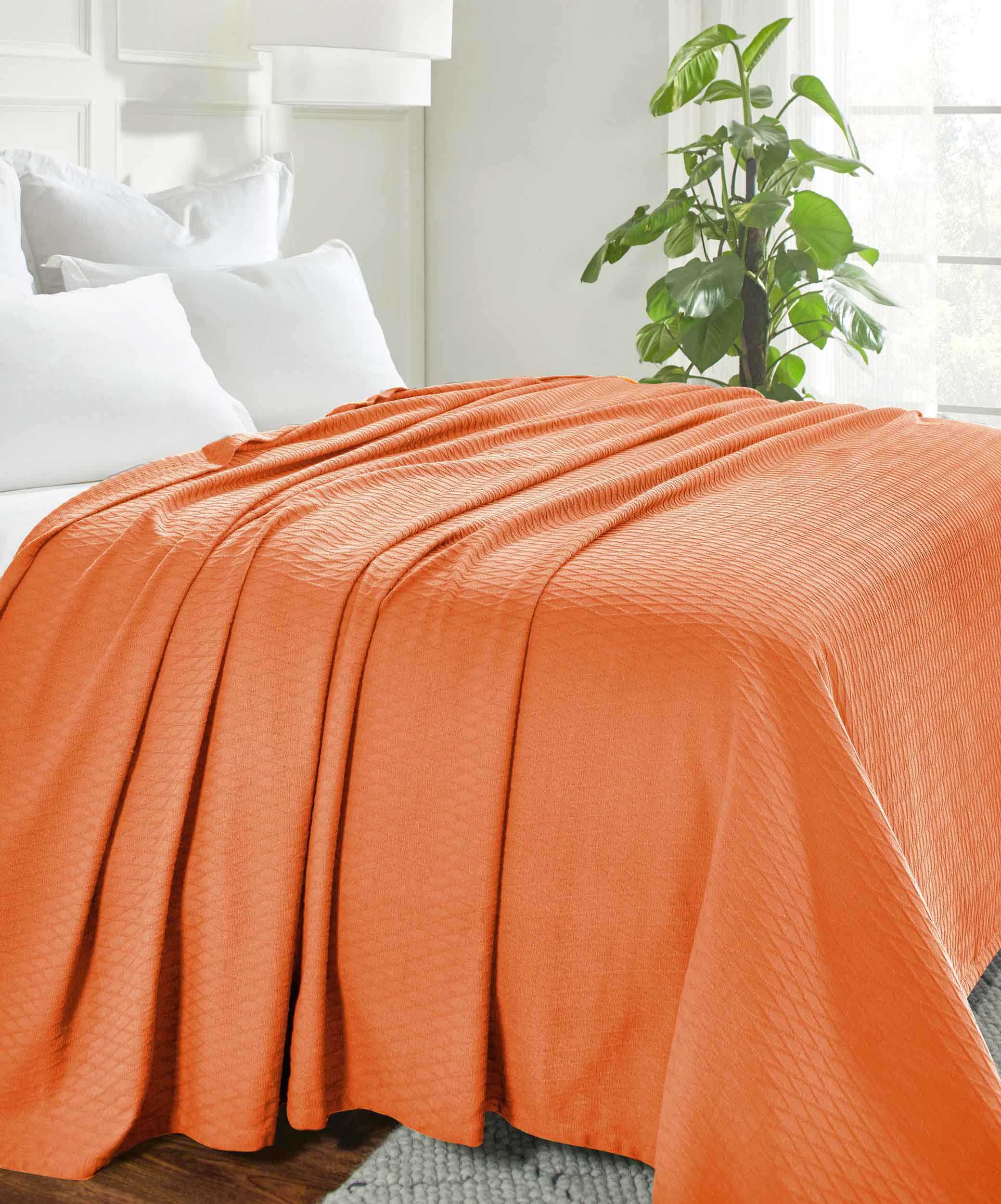 Premium Cotton All-Season Diamond Pattern Bed Blanket & Sofa Throw - Soft Cozy Blanket for Bedroom, Living Room, and Outdoor Use