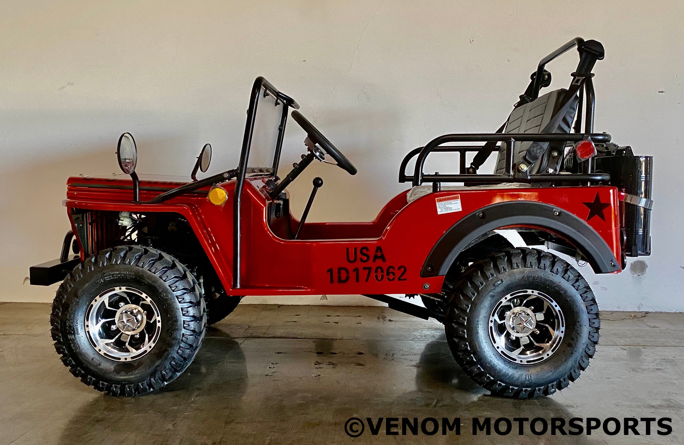 Venom 125cc Mini Jeep - Willys Edition | 3-Speed Manual Transmission | Off-Road Adventure Vehicle for Adults & Teens | Perfect for Trail Riding, Camping & Backyard Fun