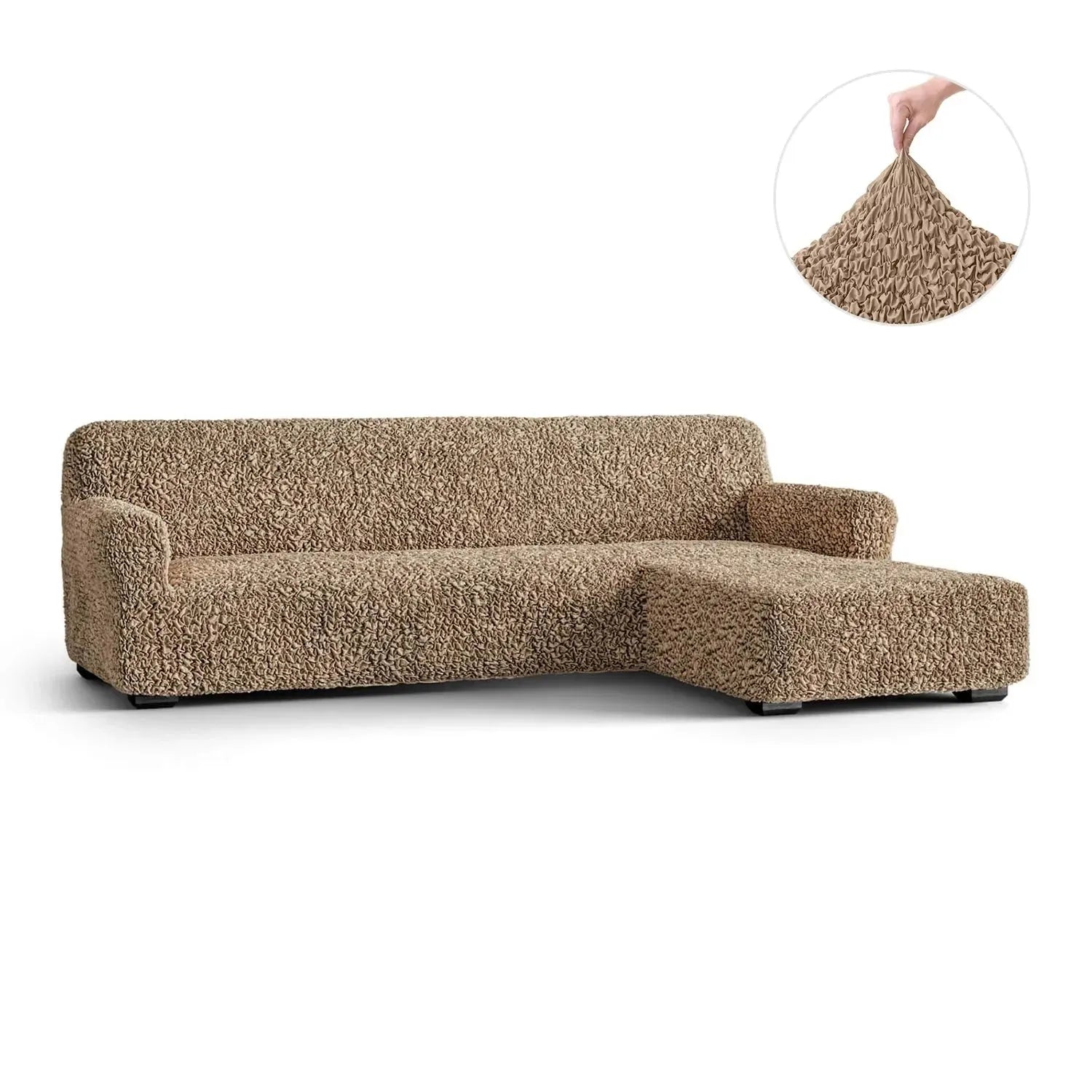 L Shaped Sofa Slipcover Right Chaise - Premium Fuco Cotton Stretchable Couch Cover - Perfect for Living Room, Sectional Sofa Protection & Home Decor