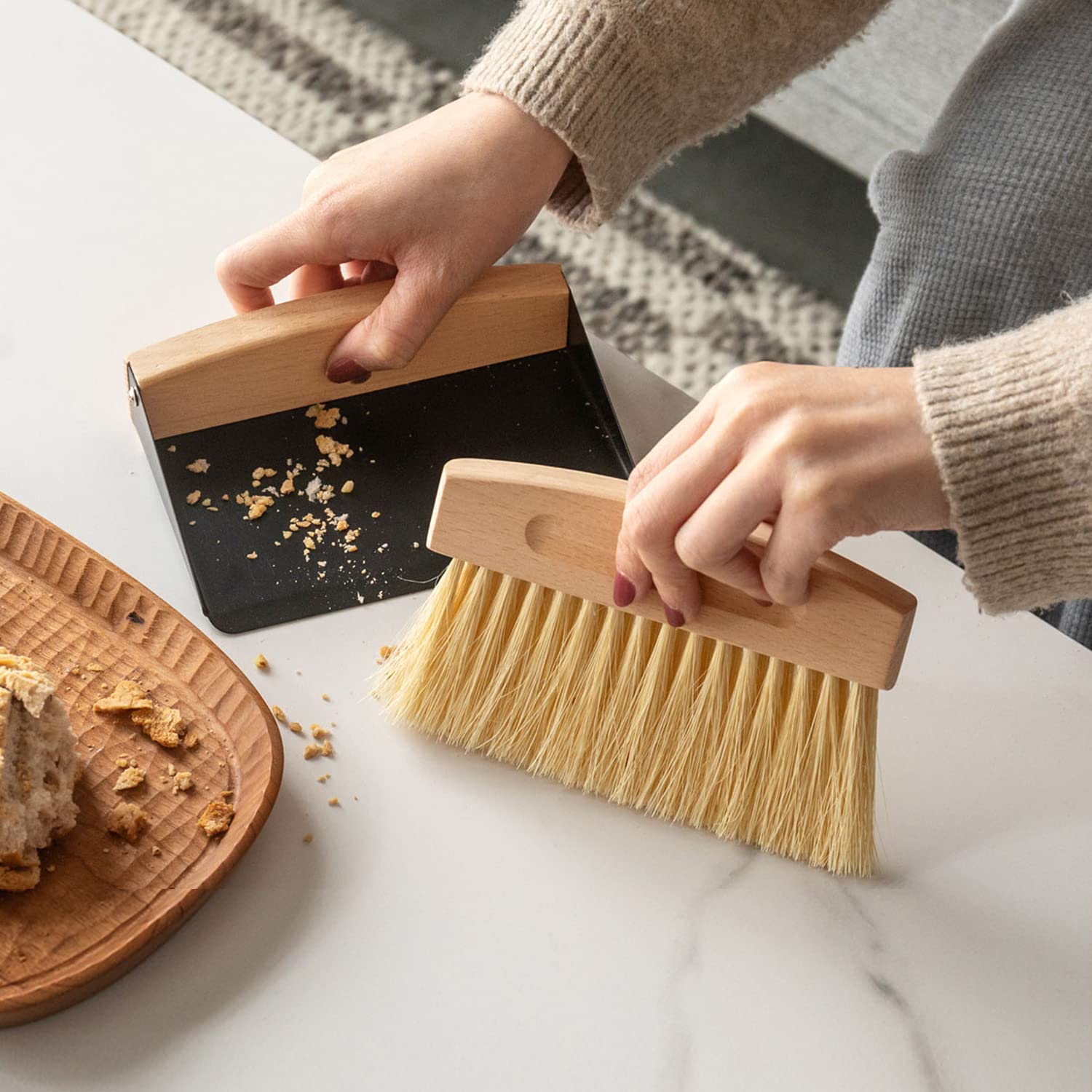 Mini Metal Dustpan and Brush Set - Compact Cleaning Tool for Crumbs, Fireplace Ash & Kitchen Mess - Perfect for Home, Office & Outdoor Use