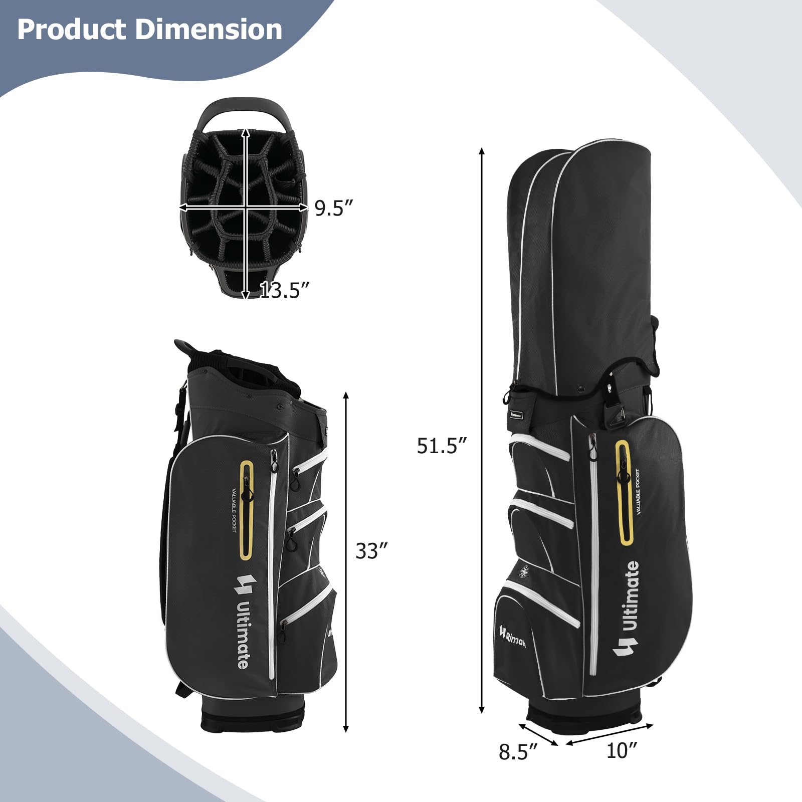**Tangkula 15-Way Top Divider Golf Cart Bag - Lightweight Golf Club Bag with Putter Well, 7 Pockets, Cooler Bag, Shoulder Strap & Rain Hood - Portable Golf Carry Bag for Men & Women - Perfect for Golf Courses, Driving Ranges & Travel**