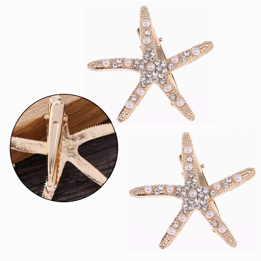 3Pcs Pearl Starfish Rhinestone Hair Clips - Elegant Mermaid Hair Accessories for Women & Girls | Perfect for Weddings, Parties, Beach Vacations, Photography & Special Occasions | Great Gift for Brides, Kids & Teens