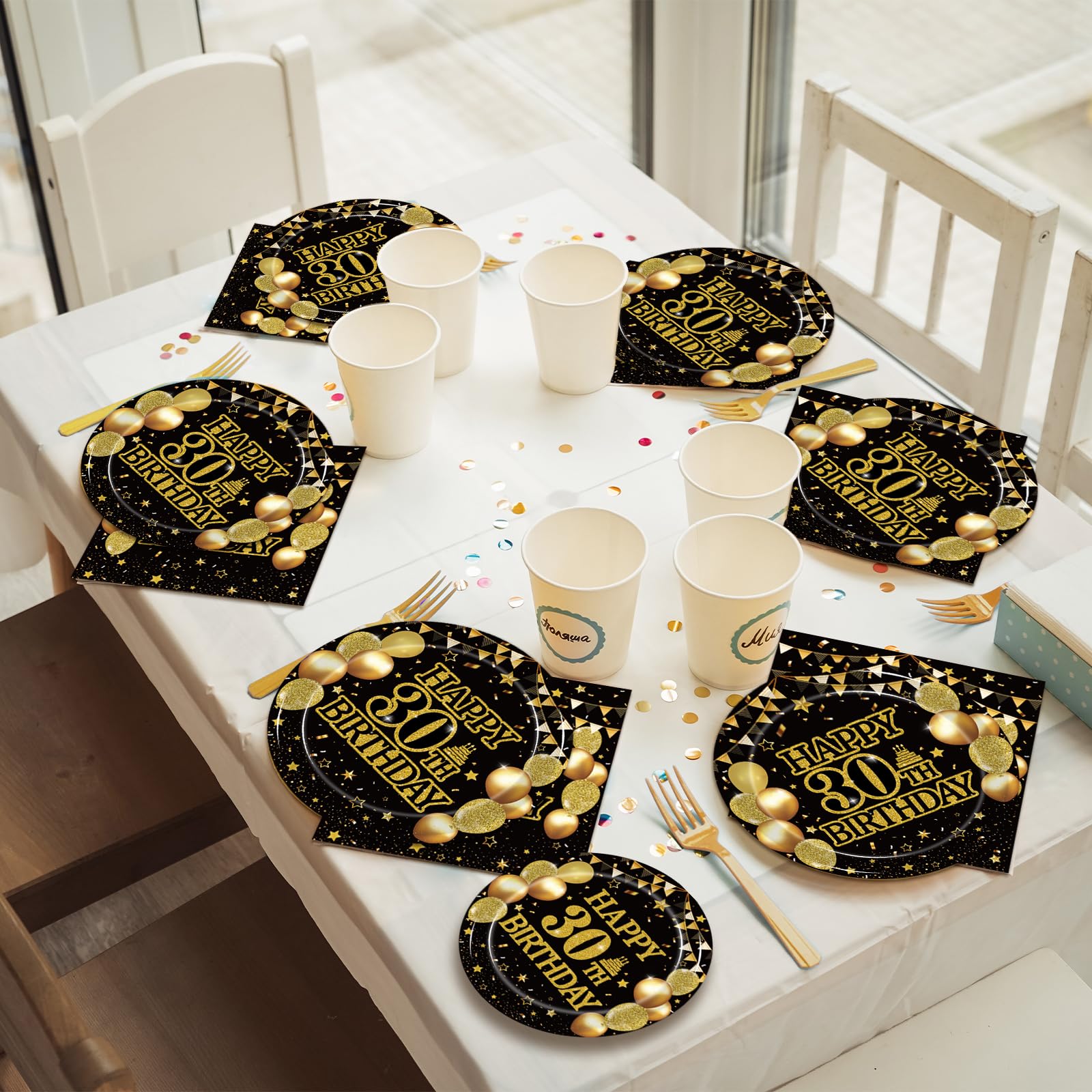 96-Piece 30th Birthday Party Tableware Set - Back in 1995 Themed Decorations for Men & Women | Disposable Paper Plates, Napkins, Forks & Favors (Serves 24) - Perfect for 90s Nostalgic Parties, Milestone Celebrations & Themed Gatherings