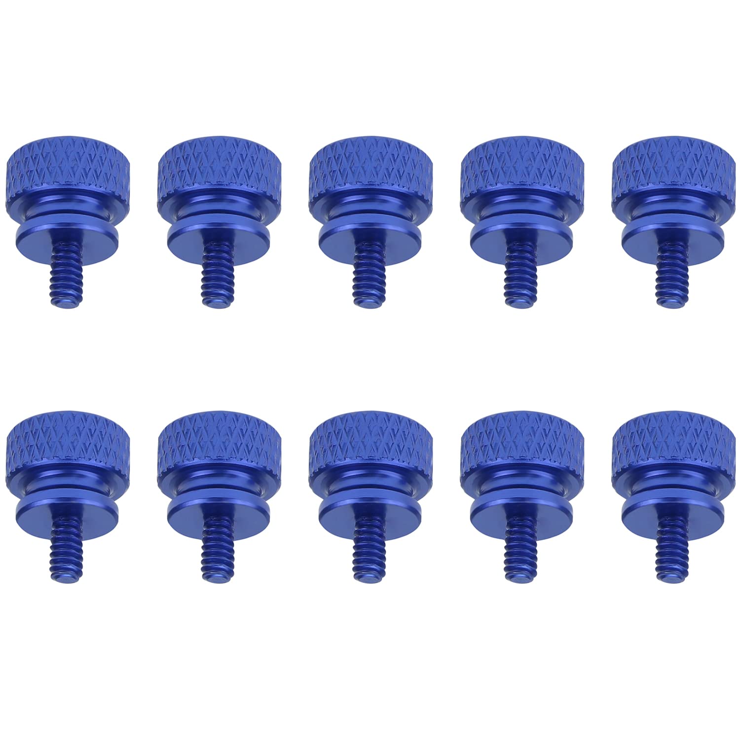10-Pack 6-32 Thread Blue Anodized Aluminum Thumb Screws for Computer Case, Cover, Power Supply & Hard Drives - Easy Installation & Secure Fastening for PC Builds & Upgrades