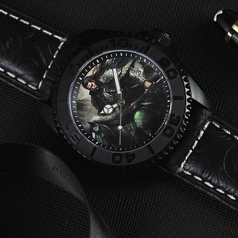 AG Collective The General San Guo Series Black Leather Strap Men's Watch G 8040 SAN GEN - Stylish Vintage Military Watch for Business, Casual & Formal Occasions