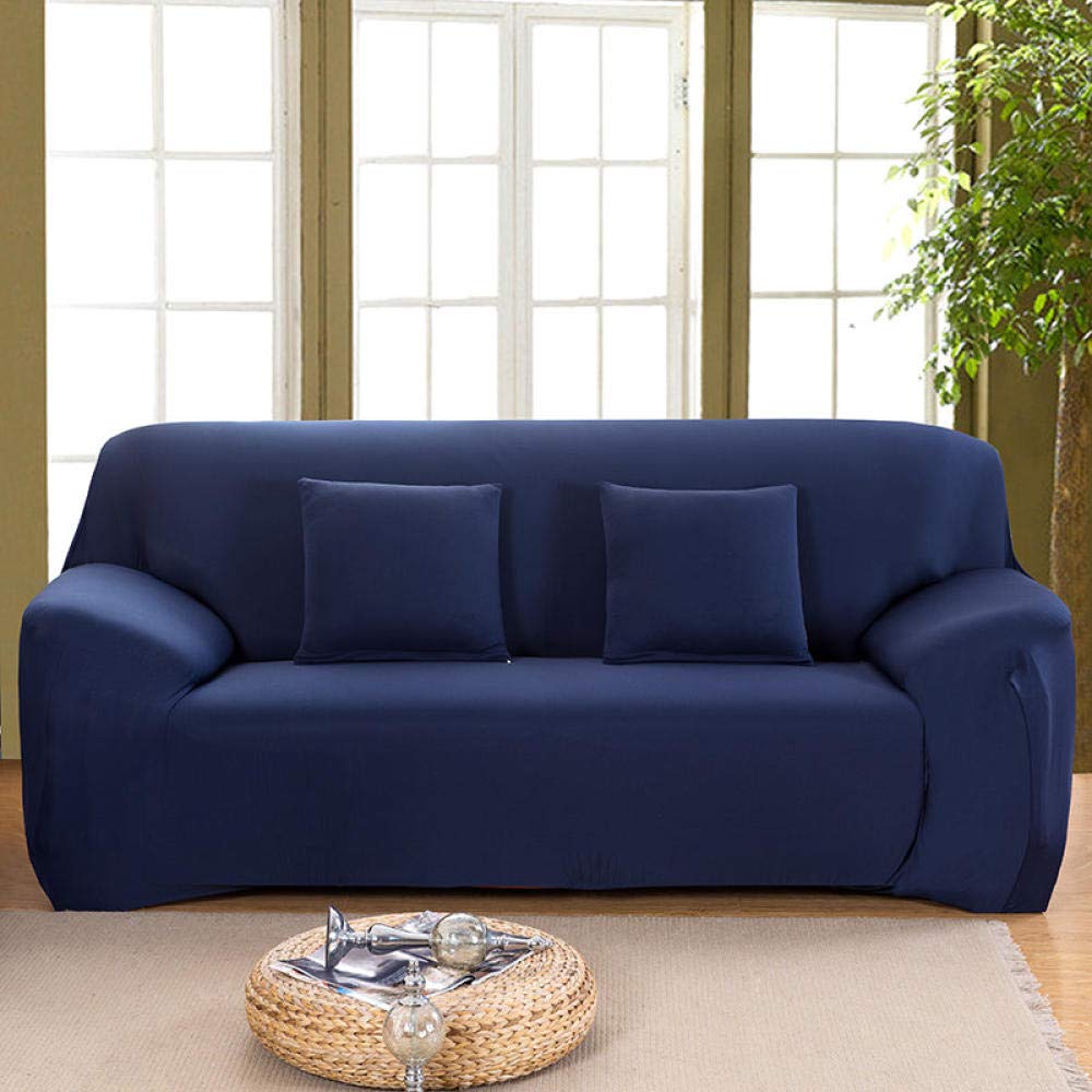 Elastic Geometric Sofa Cover for L-Shaped Chaise Longue - Stretchable Couch Slipcover in Blue (90-140cm) - Perfect for Living Room, Pet-Friendly Furniture Protection & Home Decor