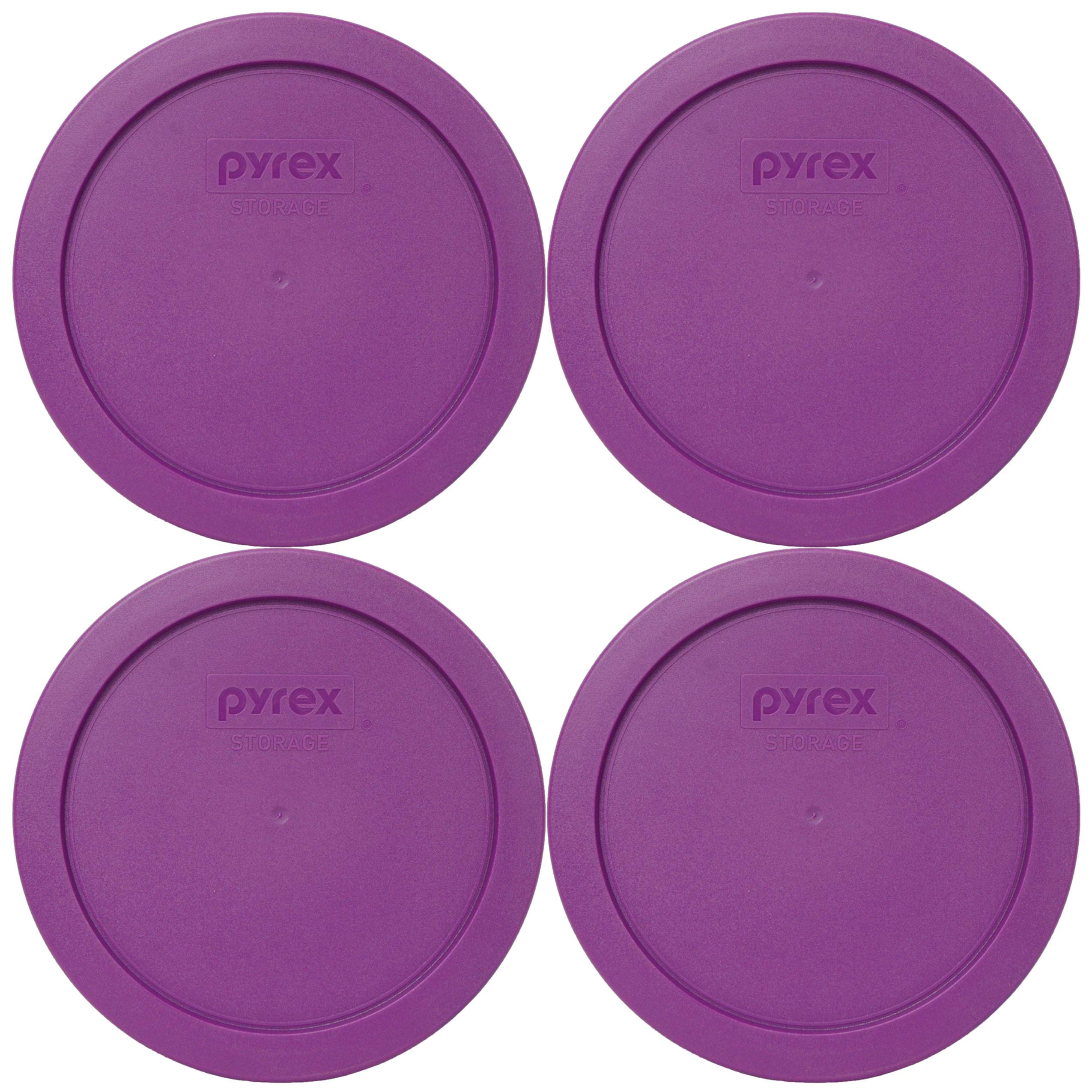 Pyrex 4-Piece Food Storage Container Set with 4-Cup Thistle Purple Lid - BPA-Free, Made in USA - Perfect for Meal Prep, Leftovers & Pantry Organization