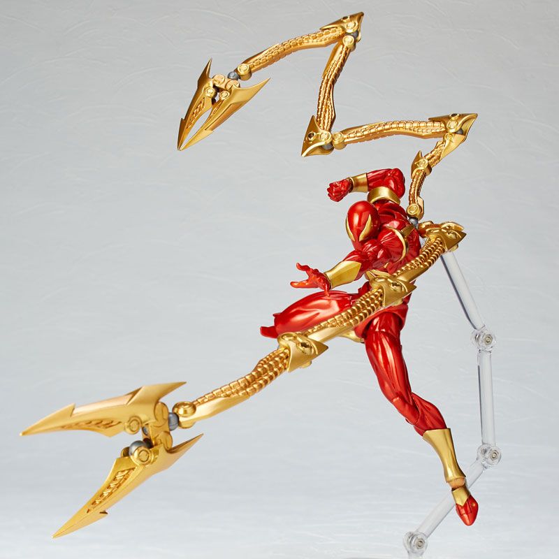 Amazing Yamaguchi Revoltech No. 023 Iron Spider Action Figure - Highly Articulated Marvel Spiderman Collectible (Reissue) for Display, Photography & Superhero Fans