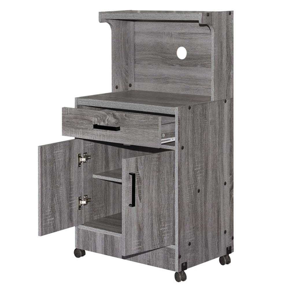 Better Home Products Shelby Kitchen Wooden Microwave Cart in Gray - Space-Saving Organizer for Small Kitchens, Dorm Rooms & Apartments