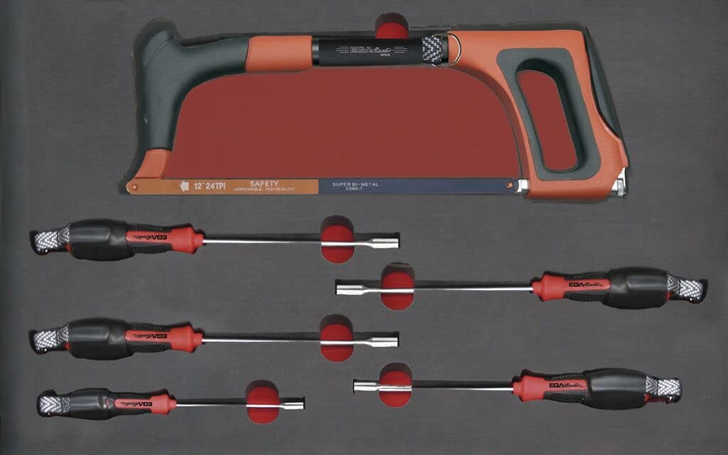Premium Anti-Drop Tool Tray Set - 6-Piece Screwdriver Kit & Hacksaw (Inch) | Durable Storage Organizer for DIY, Home Repair & Workshop Projects