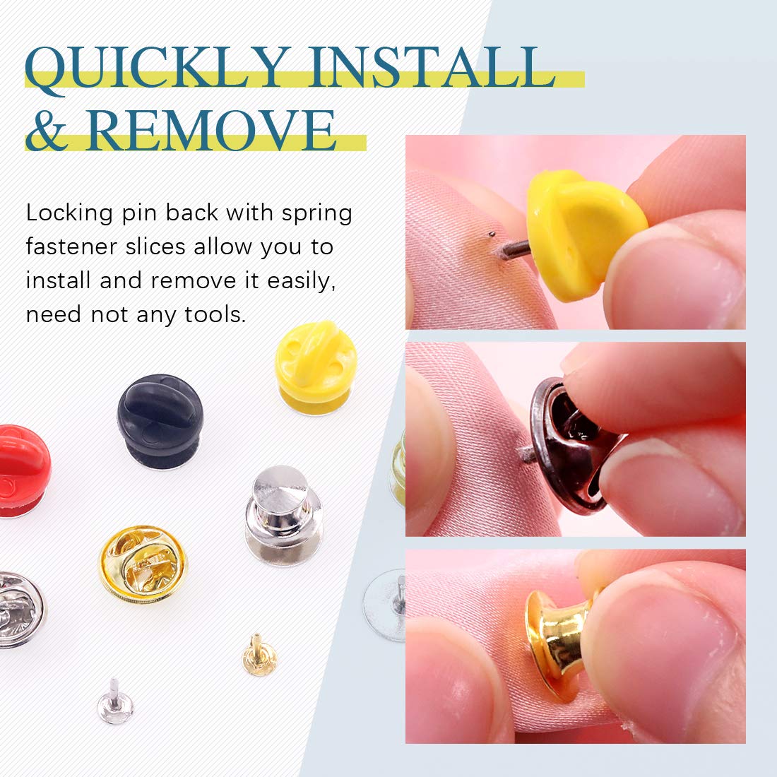 Glarks 150Pcs 3 Style Clutch Tie Tacks with Plastic Pin Backs & Blank Pins - Lapel Pins, Service Bars, Jewelry Making & DIY Craft Supplies - Perfect for Uniform Accessories, Badge Making & Creative Projects