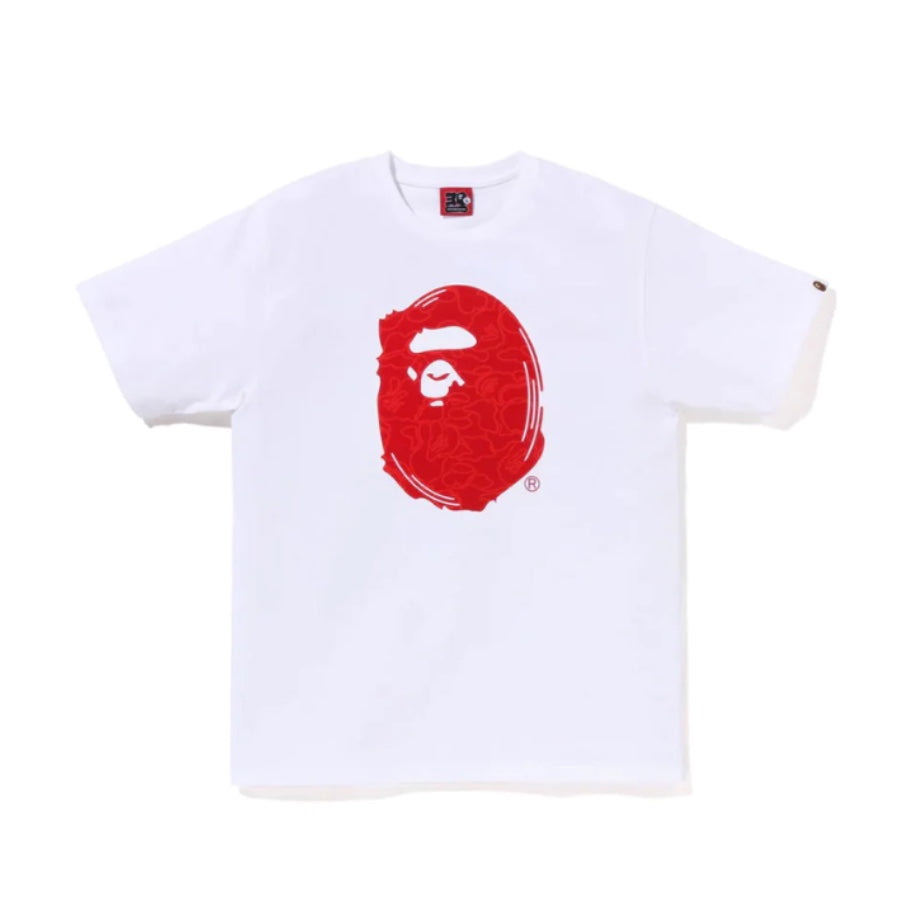 BAPE 30th Anniversary Big Ape Head Graphic T-Shirt - White & Red Limited Edition Streetwear for Men | Casual Wear, Hip Hop Fashion, Urban Street Style