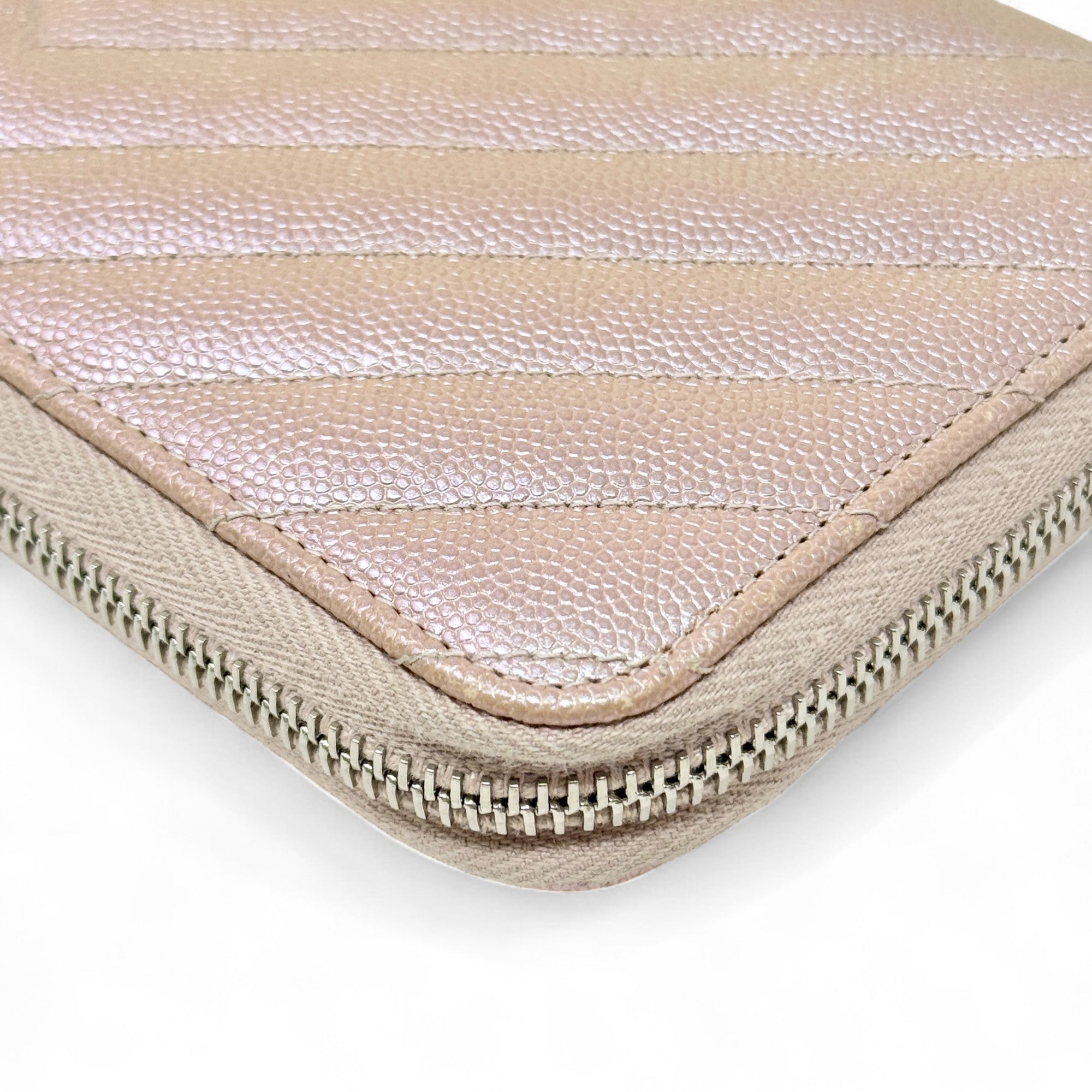 Chanel 17B Rose Gold Chevron Zip Wallet - Luxury Designer Wallet for Women | Perfect for Everyday Use, Travel & Special Occasions