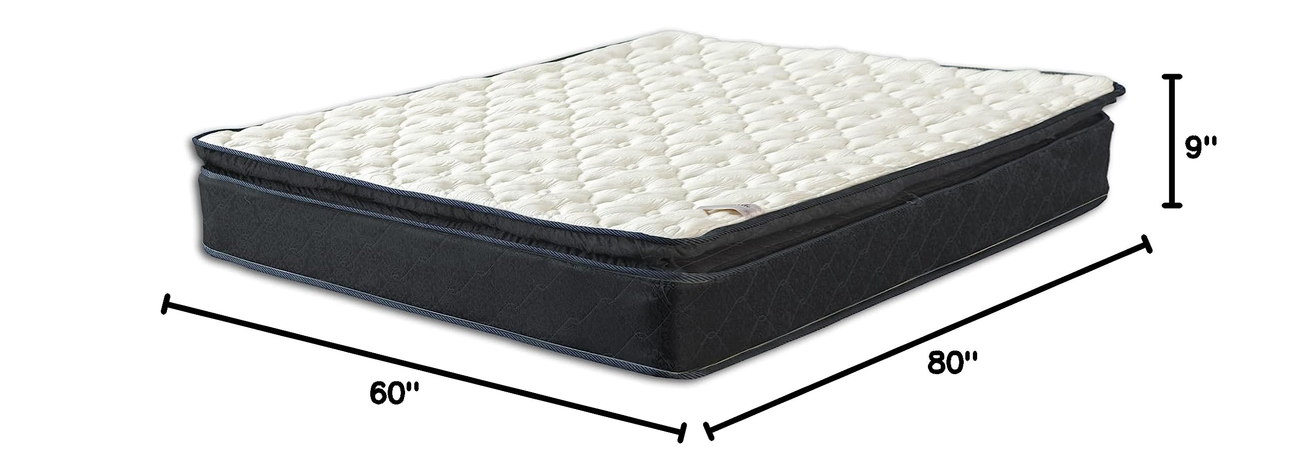 Zayton 9-Inch Queen Size Hybrid Mattress with Medium Firm Pocketed Coils & Pillow Top - Perfect for Back Pain Relief, Side Sleepers & Guest Bedrooms