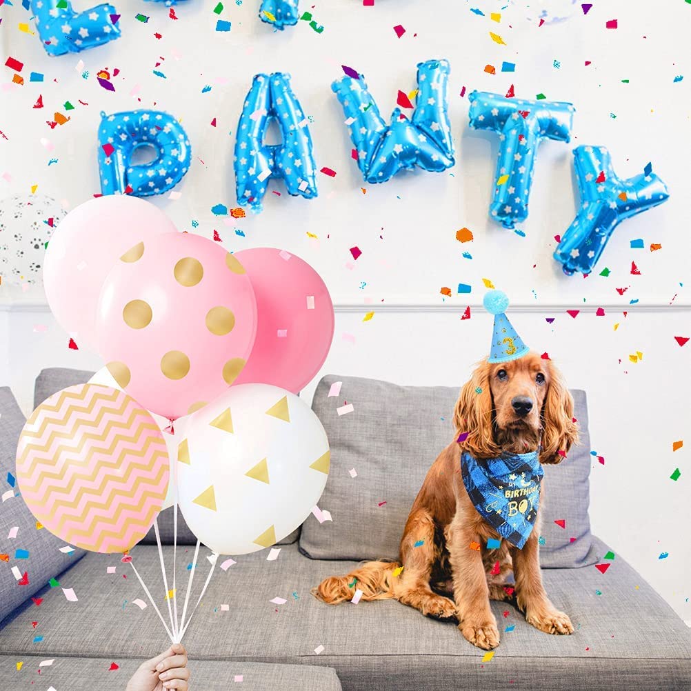 Dog Birthday Party Supplies Set - Cute Dog Bandana & Birthday Hat with Age Number, Triangle Scarf for Small & Medium Dogs | Perfect for Birthday Decorations, Pet Celebrations & Photo Shoots