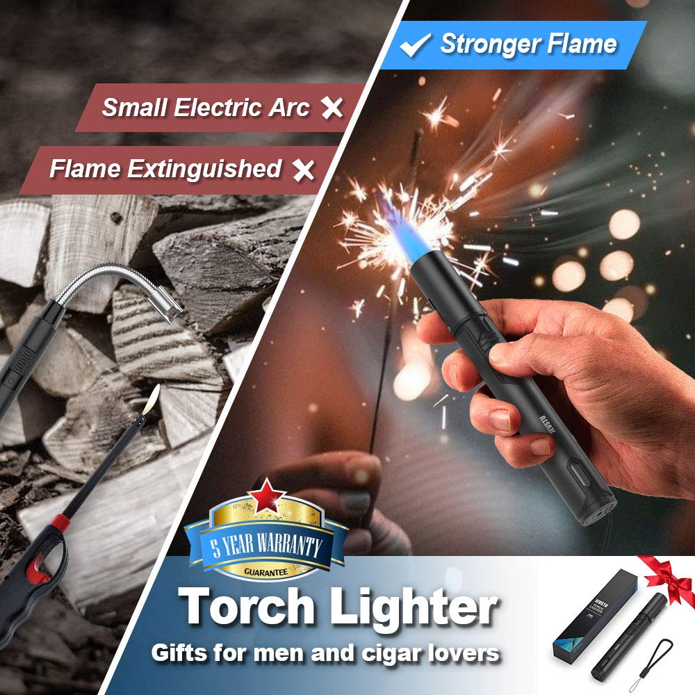 Windproof Torch Lighter for Grill & Survival - Adjustable Flame, Fuel Window - Perfect for Outdoor Cooking & Camping