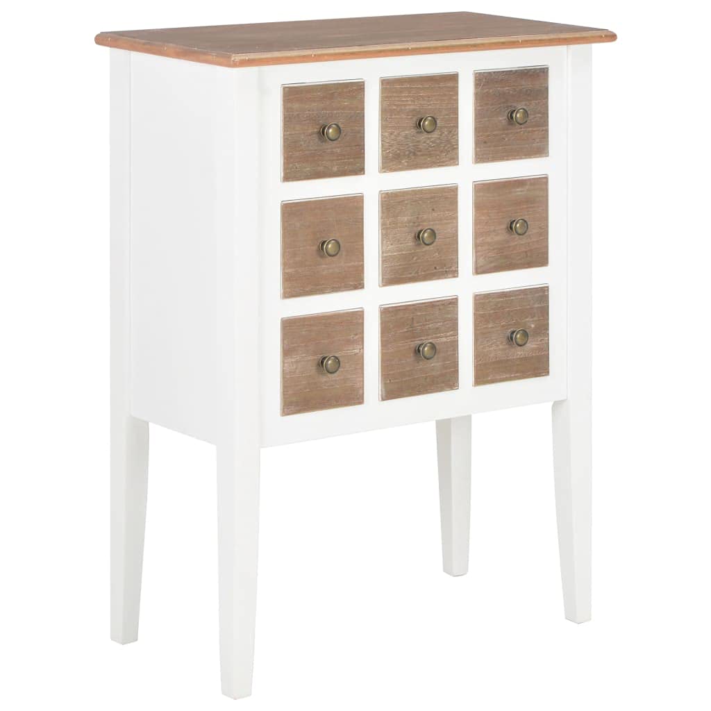 White Solid Wood Kitchen Sideboard Buffet Cabinet with 2 Drawers - 21.3