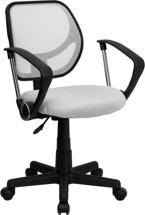 FLASH Neri Kids Low Back Black Mesh Swivel Task Office Chair with Curved Square Back and Arms - Ergonomic Study Chair for Children, Perfect for Homework, Online Classes & Gaming Desks