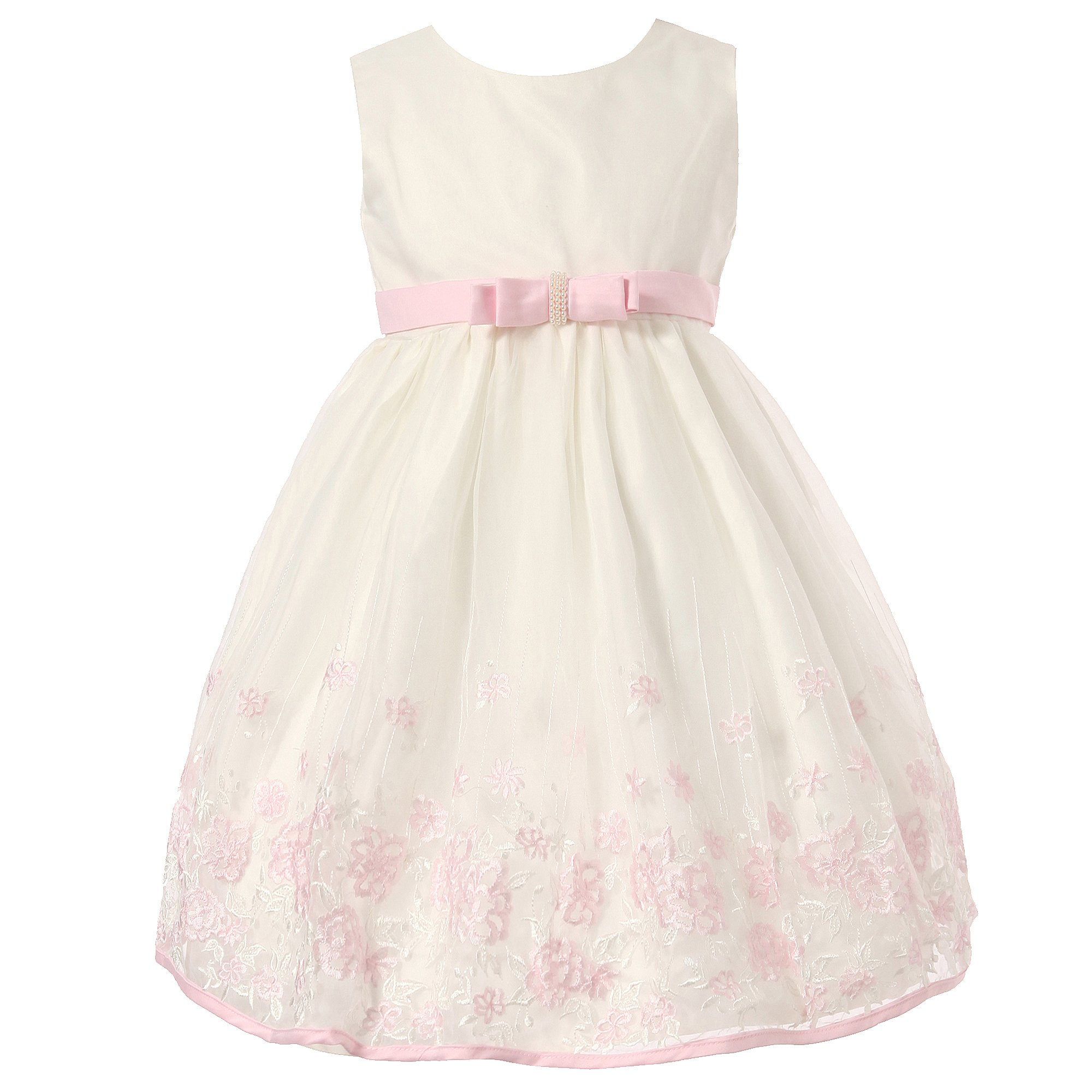 Richie House Girls' Floral Embroidered Pink Dress RH0817 - Perfect for Birthday Parties, School Events & Special Occasions